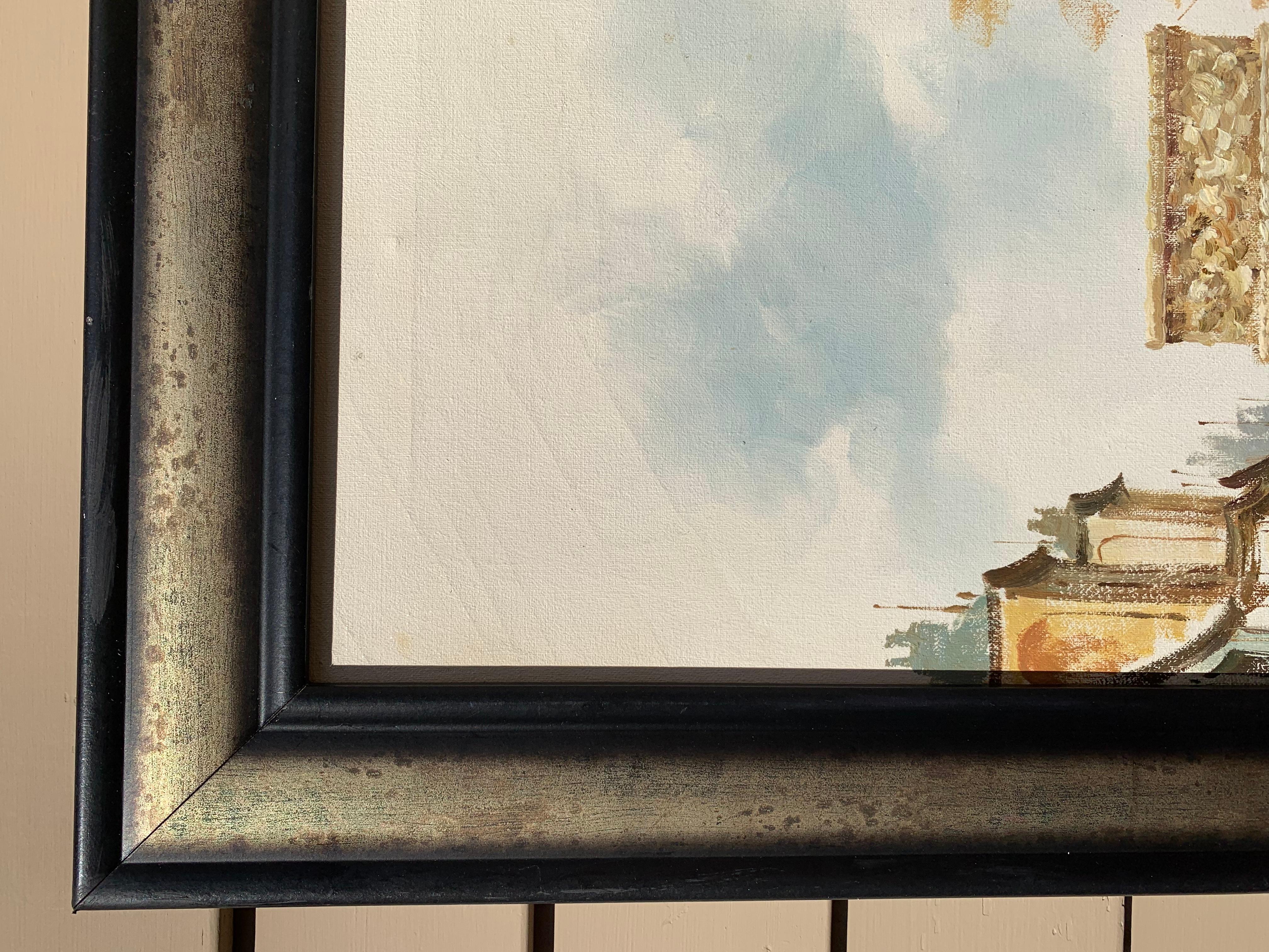 Dipinto a olio su tela originale Francia, Parigi, Arco di Trionfo, firmato, incorniciato 2
