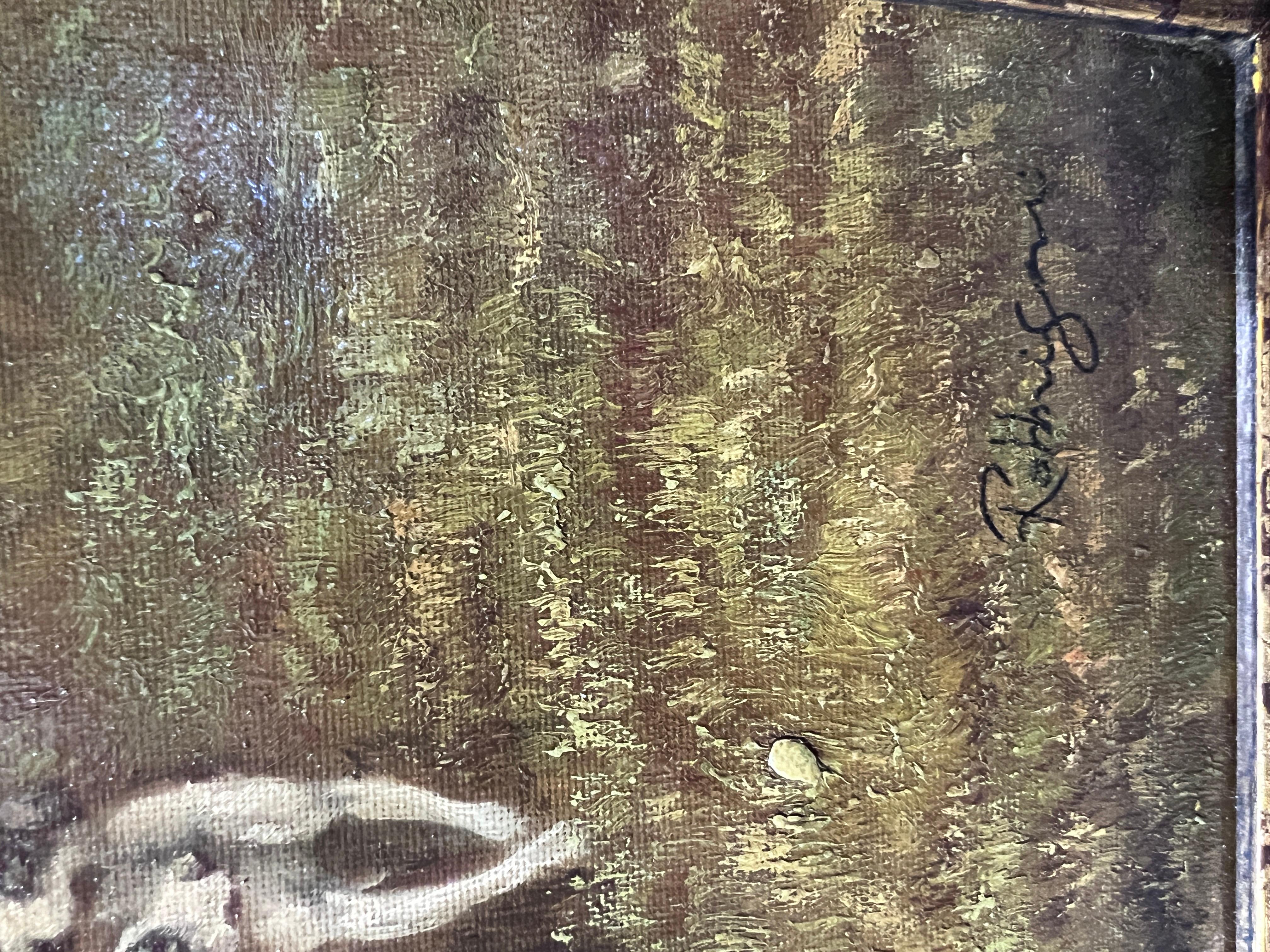 Dipinto a olio originale su tela, Scena di caccia, Incorniciato, Firmato 3