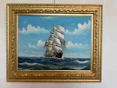 Original Oil Painting on canvas Seascape Sailing Ship Signed Maritime Art Framed
