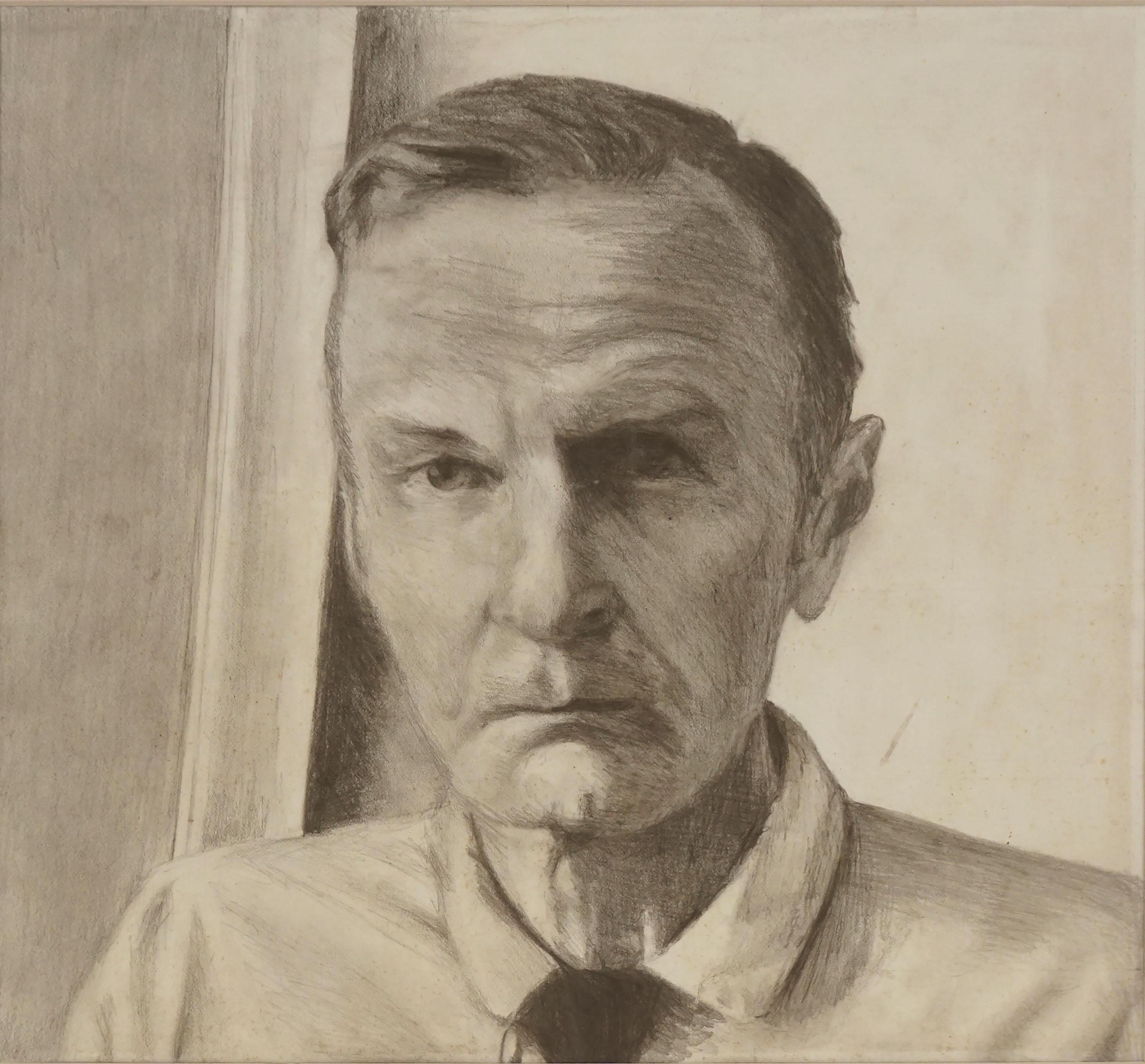 Unknown Portrait Painting - Original Portrait of Noir Crime Writer Cornell Woolrich