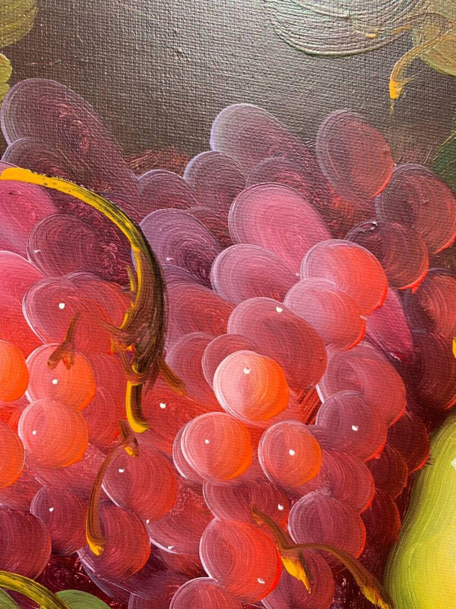 Original Ölgemälde Stillleben auf Leinwand, Obst, gerahmt im Angebot 2