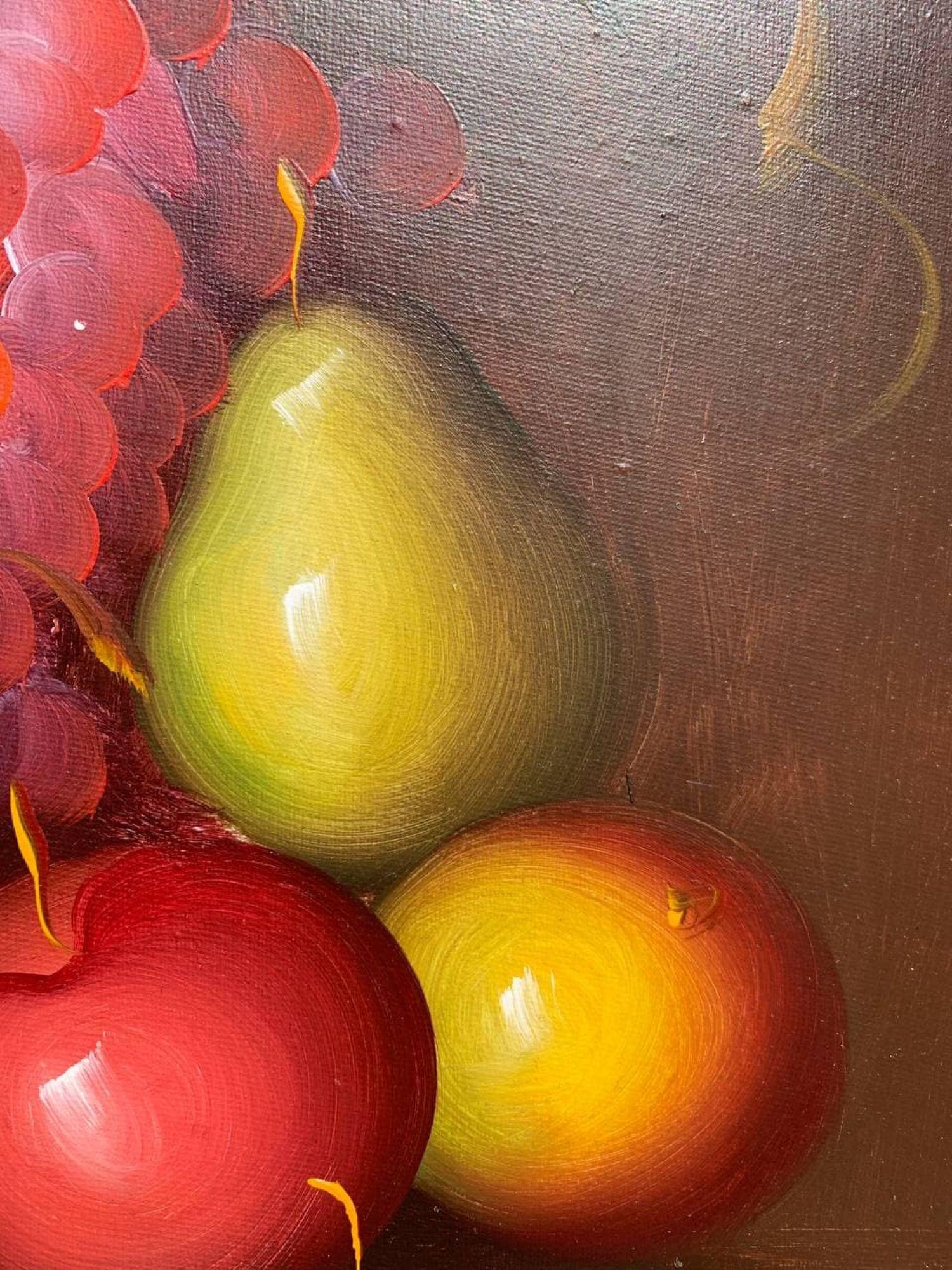 Original Ölgemälde Stillleben auf Leinwand, Obst, gerahmt im Angebot 4