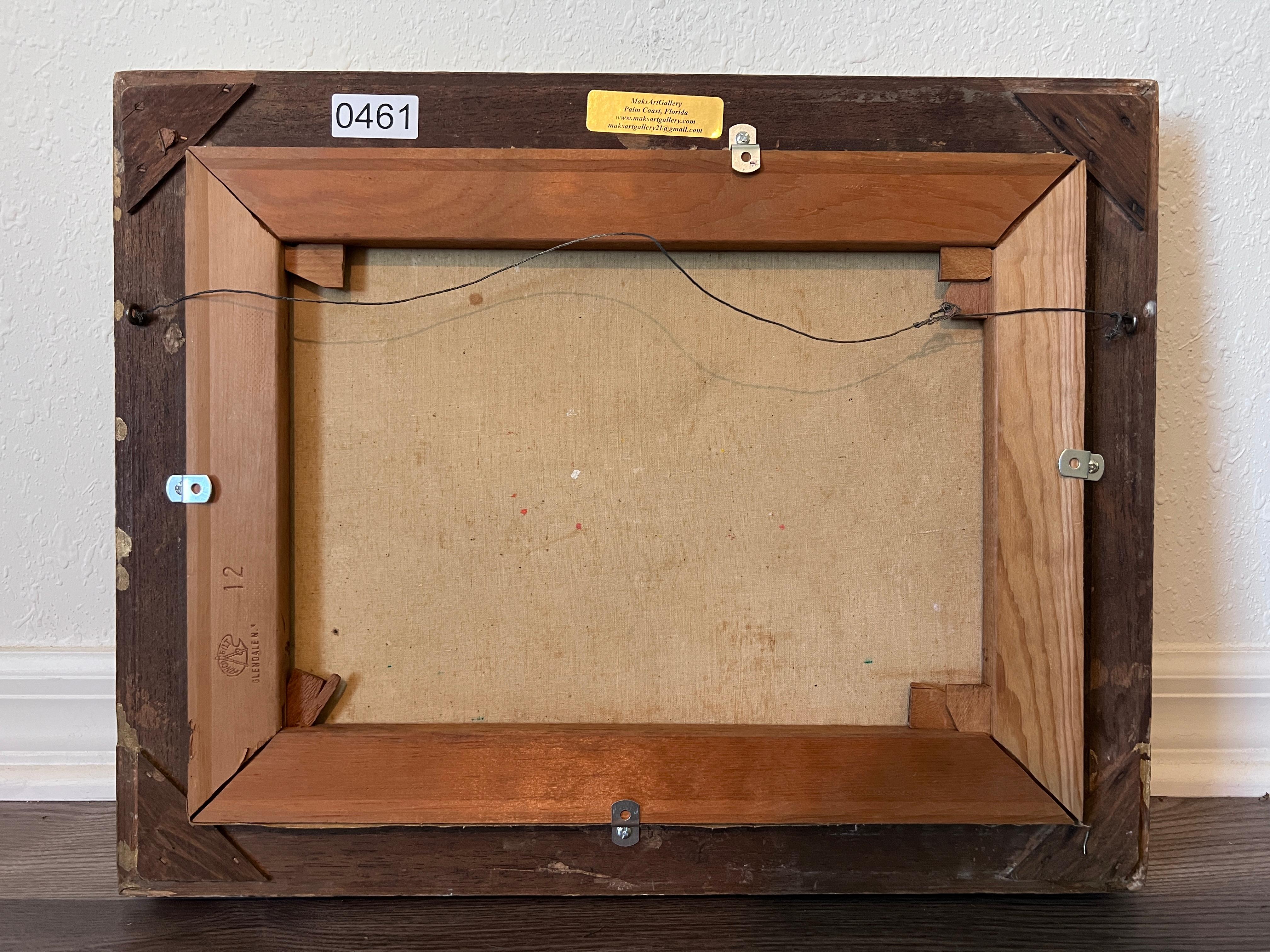 Dipinto a olio su tela originale d'epoca della costa mediterranea, firmato, incorniciato in vendita 6