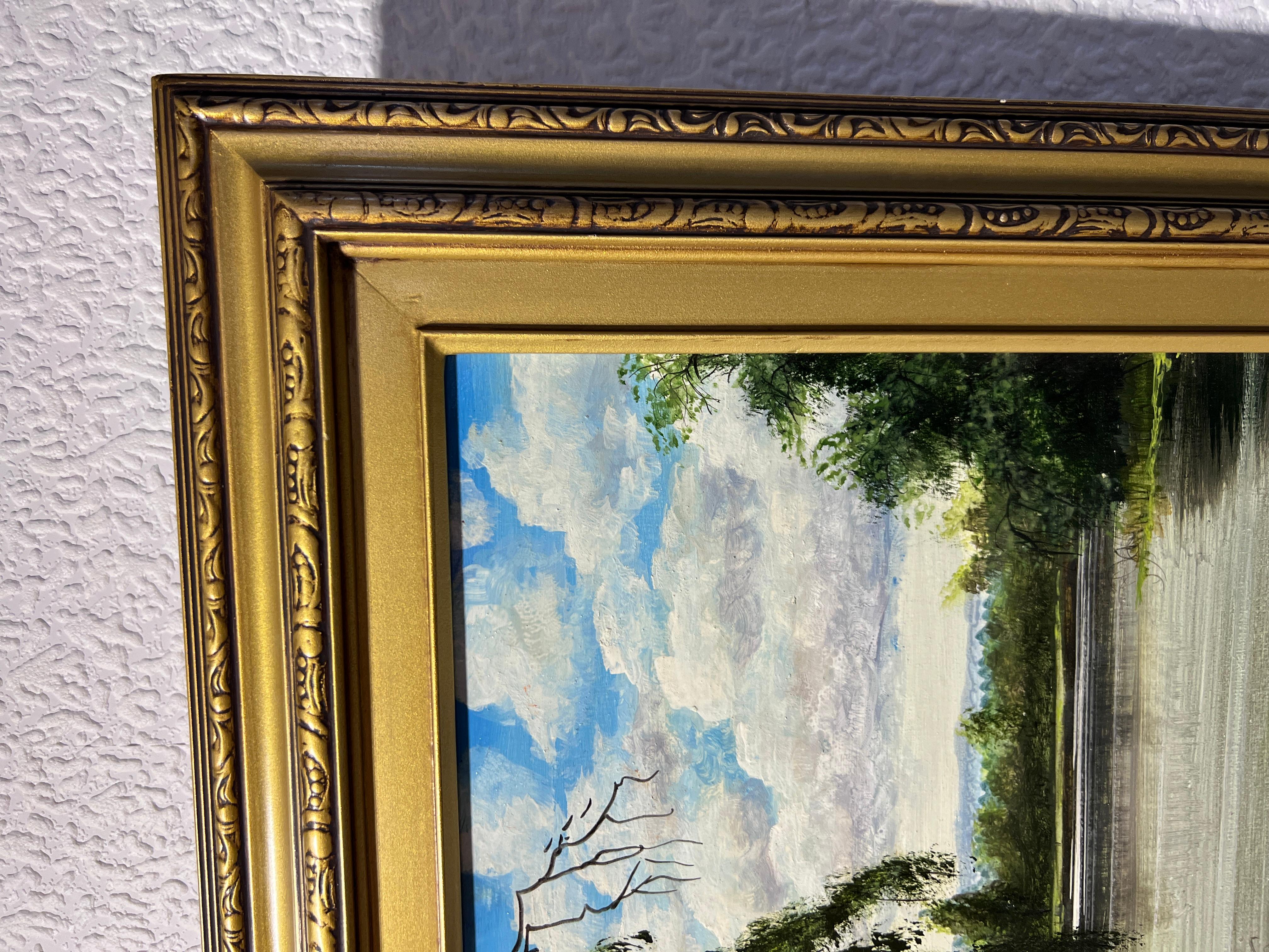 Original Vintage oil painting on board, Summer Landscape, Signed, Dated, Framed For Sale 2