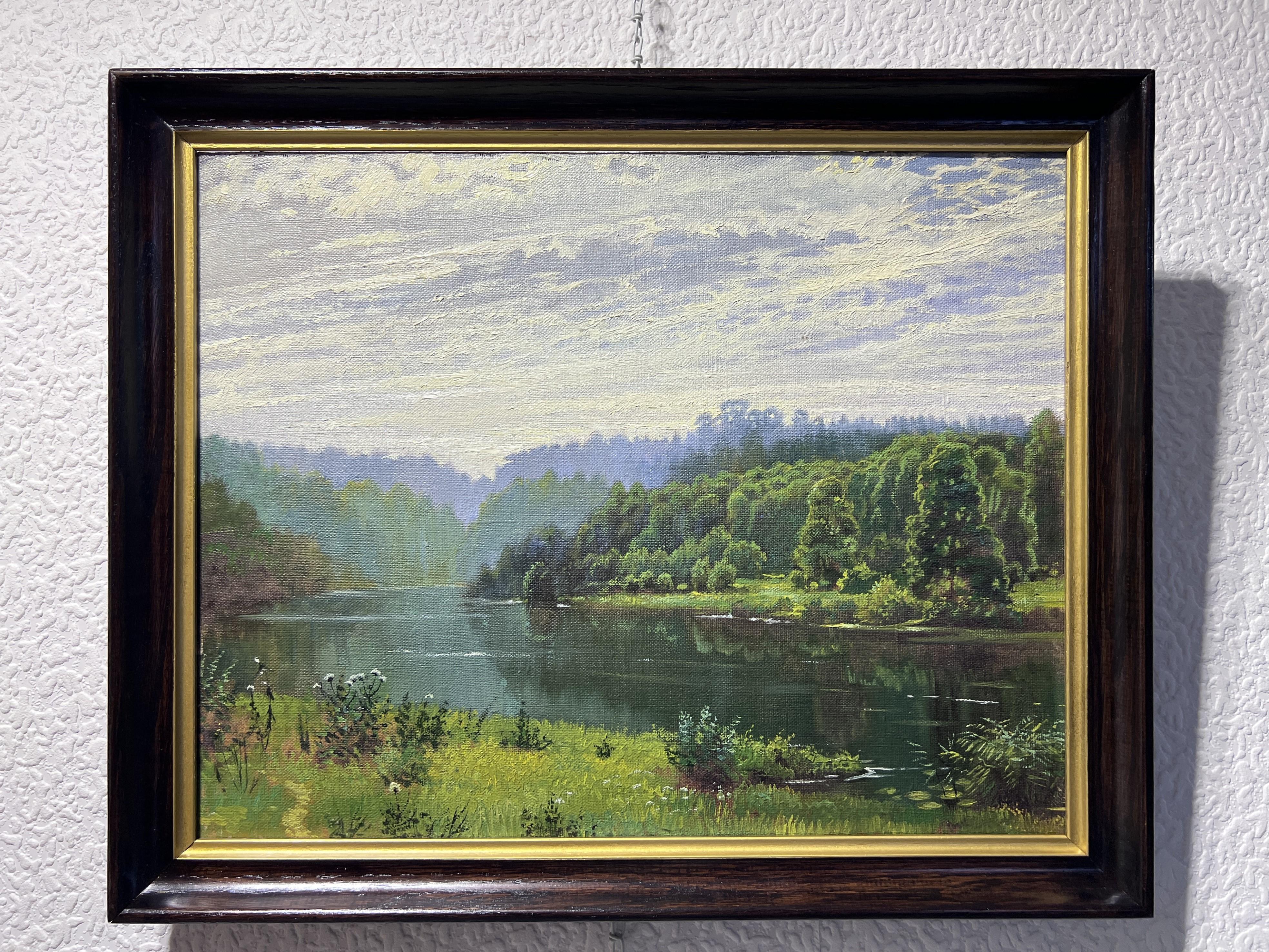 Original Vintage oil painting on canvas, Summer Landscape 