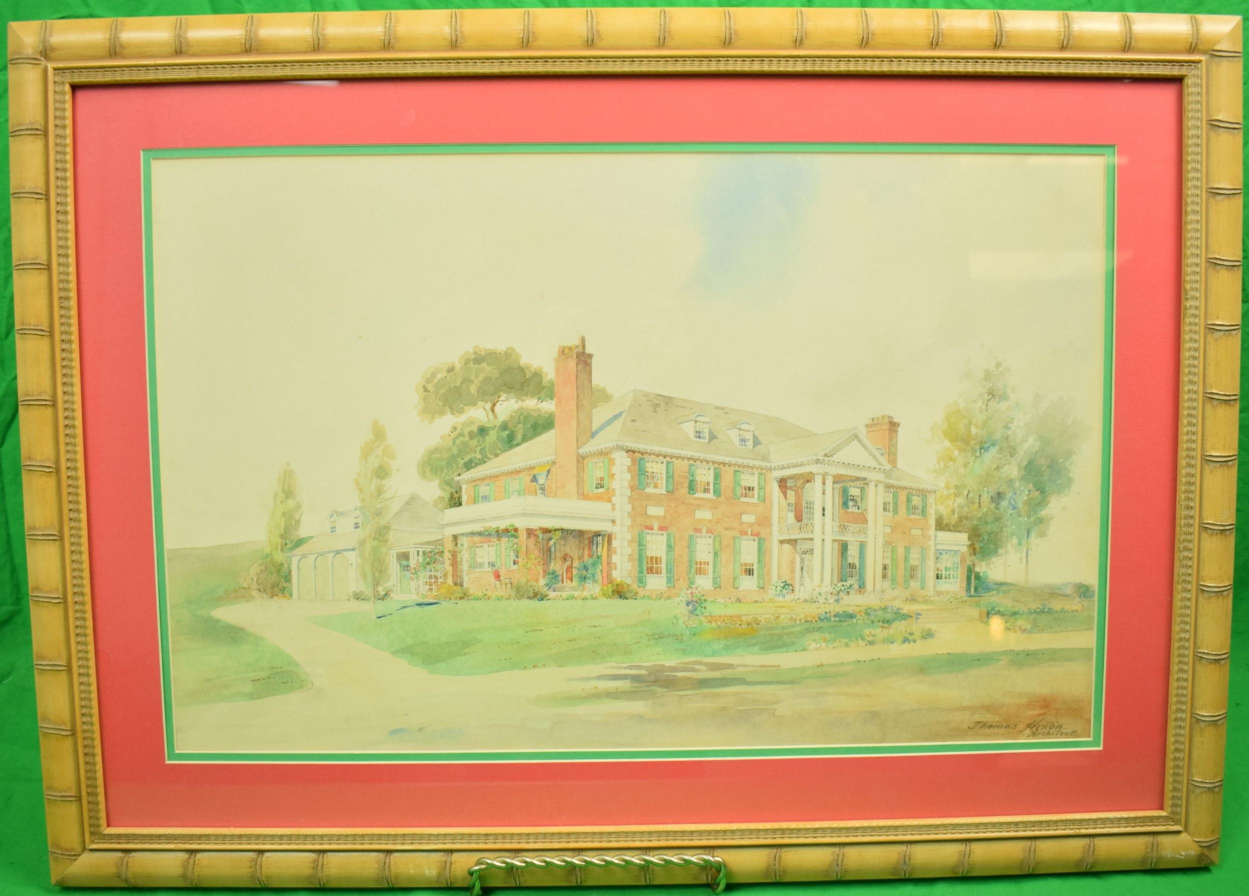 Unknown Landscape Painting - Original Watercolor "Clarence Birdseye Estate" in Gloucester, MA