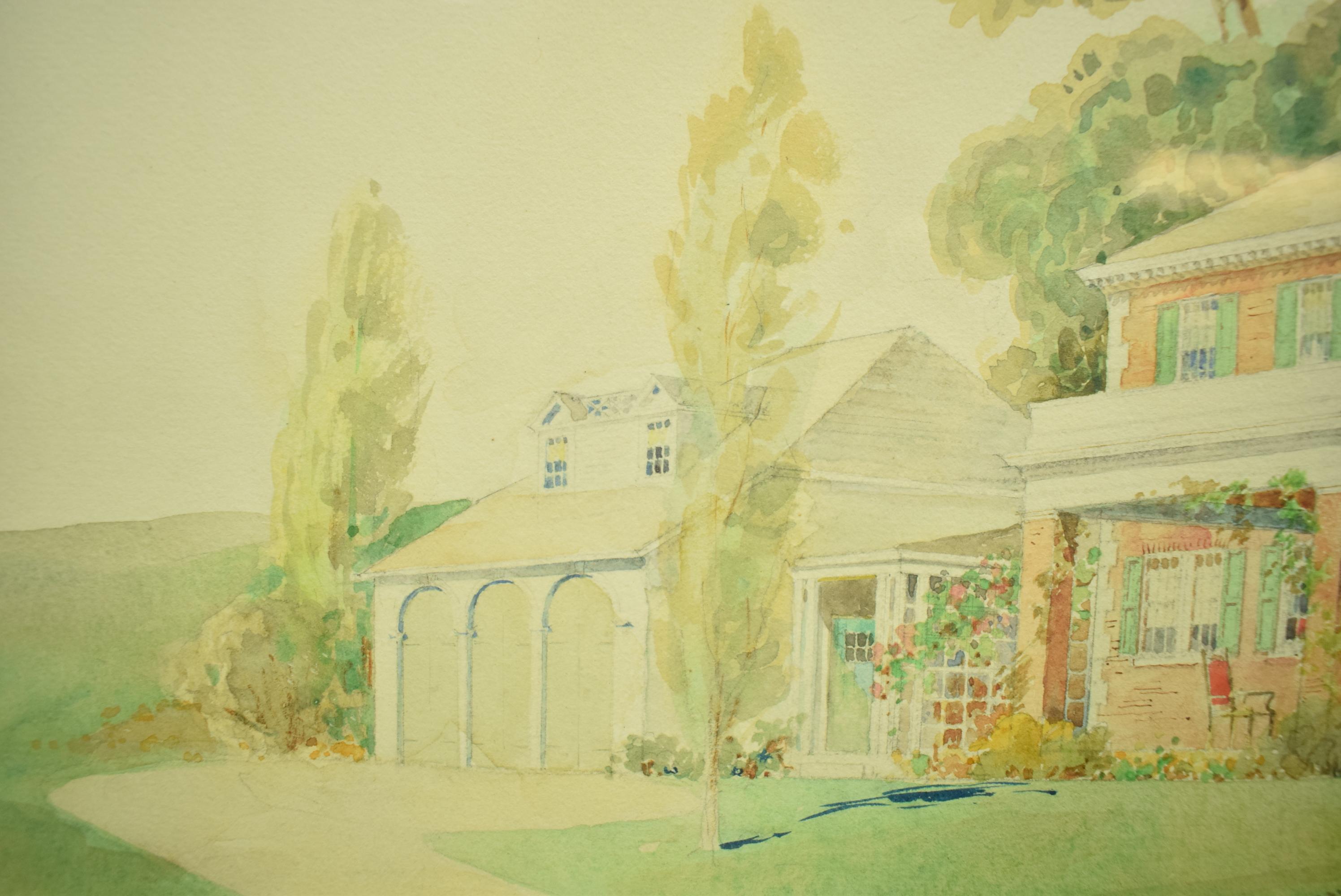 Aquarell „Clarence Birdseye Estate“ in Gloucester, MA, Original im Angebot 1