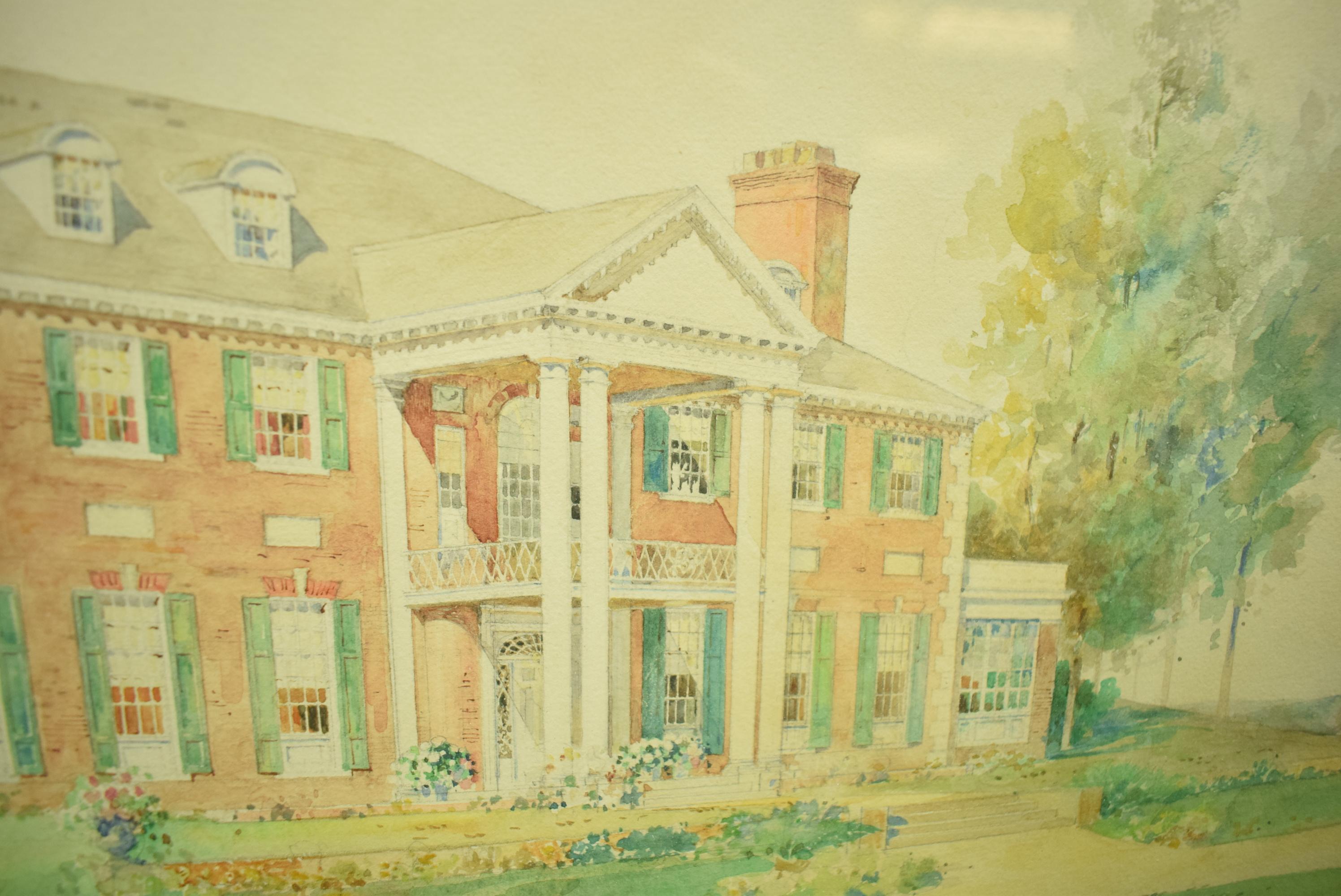 Classic watercolor of the Clarence Birdseye Estate in Gloucester, Mass designed by Thomas Hixon (architect)

Art Sz: 13 5/8