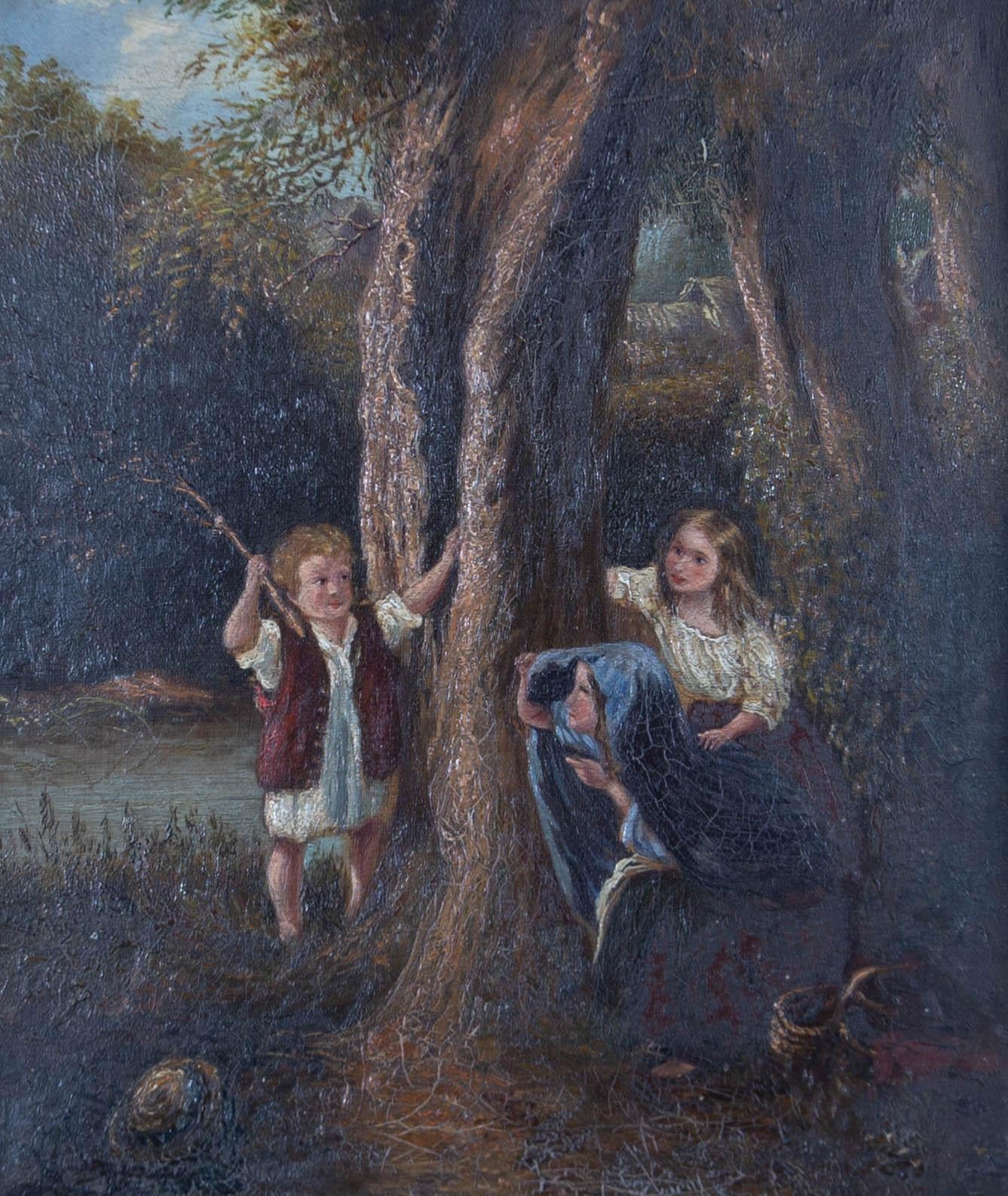 Ornate Framed Mid 19th Century Oil - The Woodland Game - Painting by Unknown