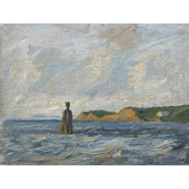 Oscar Bojesen (1879-1930) - Gerahmtes Öl aus dem frühen 20. Jahrhundert, Über die Bucht – Painting von Unknown