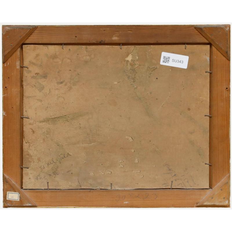 Oscar Bojesen (1879-1930) - Gerahmtes Öl aus dem frühen 20. Jahrhundert, Über die Bucht (Grau), Figurative Painting, von Unknown