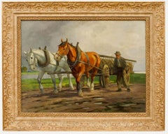 Oscar Detering (1872-1943) - Óleo enmarcado de mediados del siglo XX, Las orillas del Rin