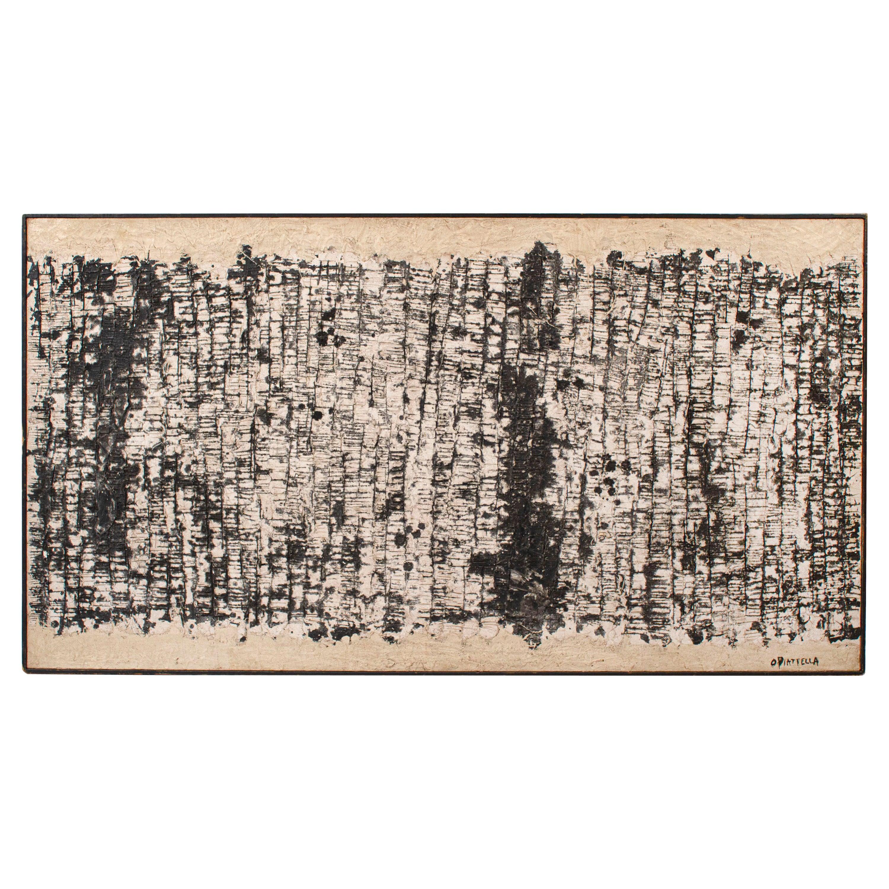 Unknown Abstract Painting - Oscar Piatella Abstract Oil Painting on Canvas "La Lunga Strada", 1958