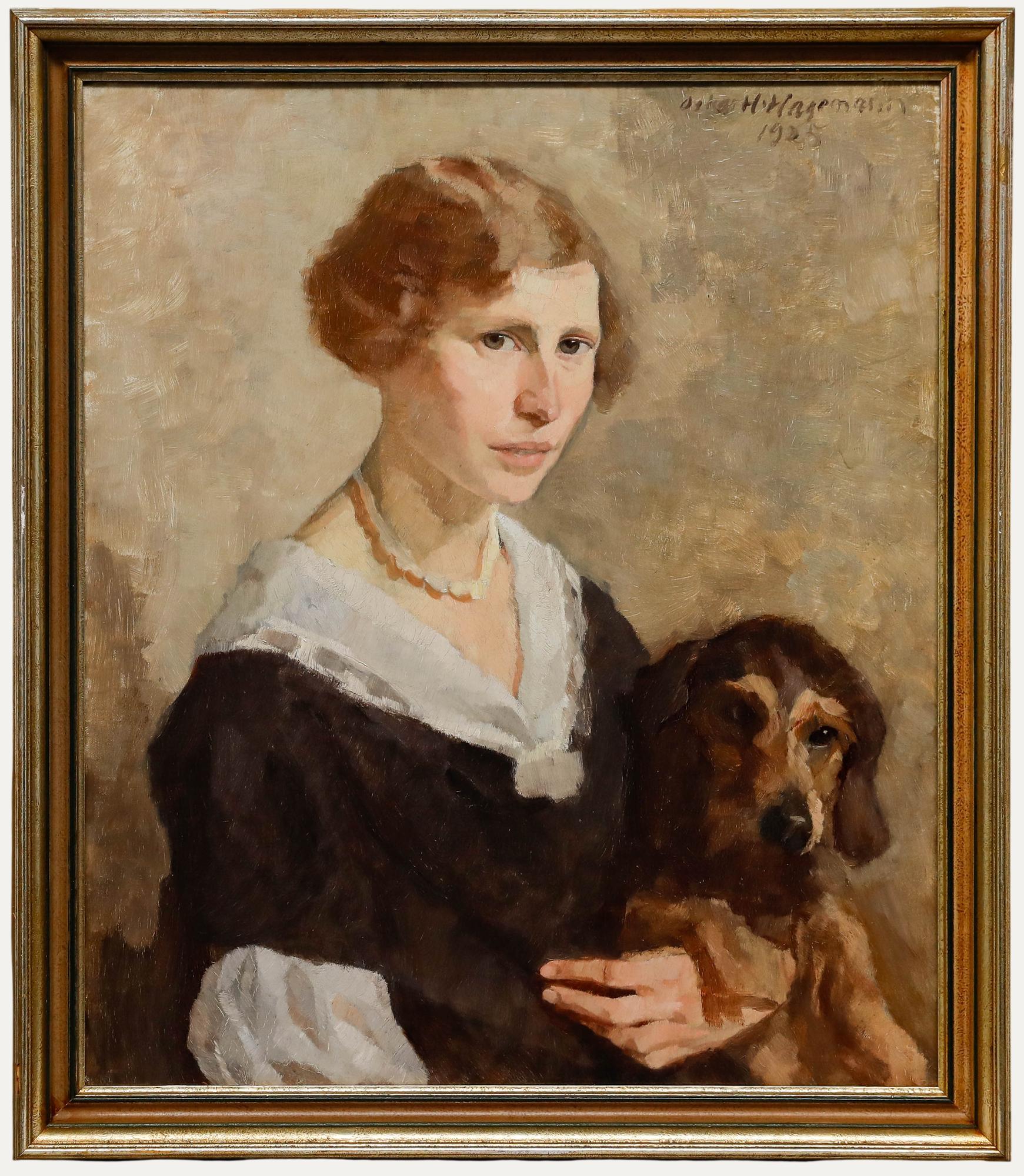 Unknown Portrait Painting - Oskar Hagemann (1888-1985) - 1925 Oil, Faithful Companion