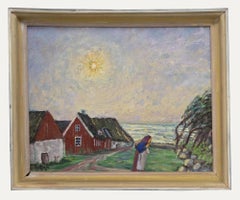 Otto Djerf (1868-1954) - Huile du milieu du 20e siècle, Sunshine over Coastal Village