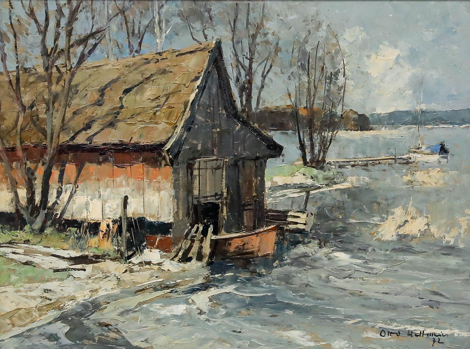 Otto Hellmeier (1908-1996) - 1972 Öl, Winter am See – Painting von Unknown