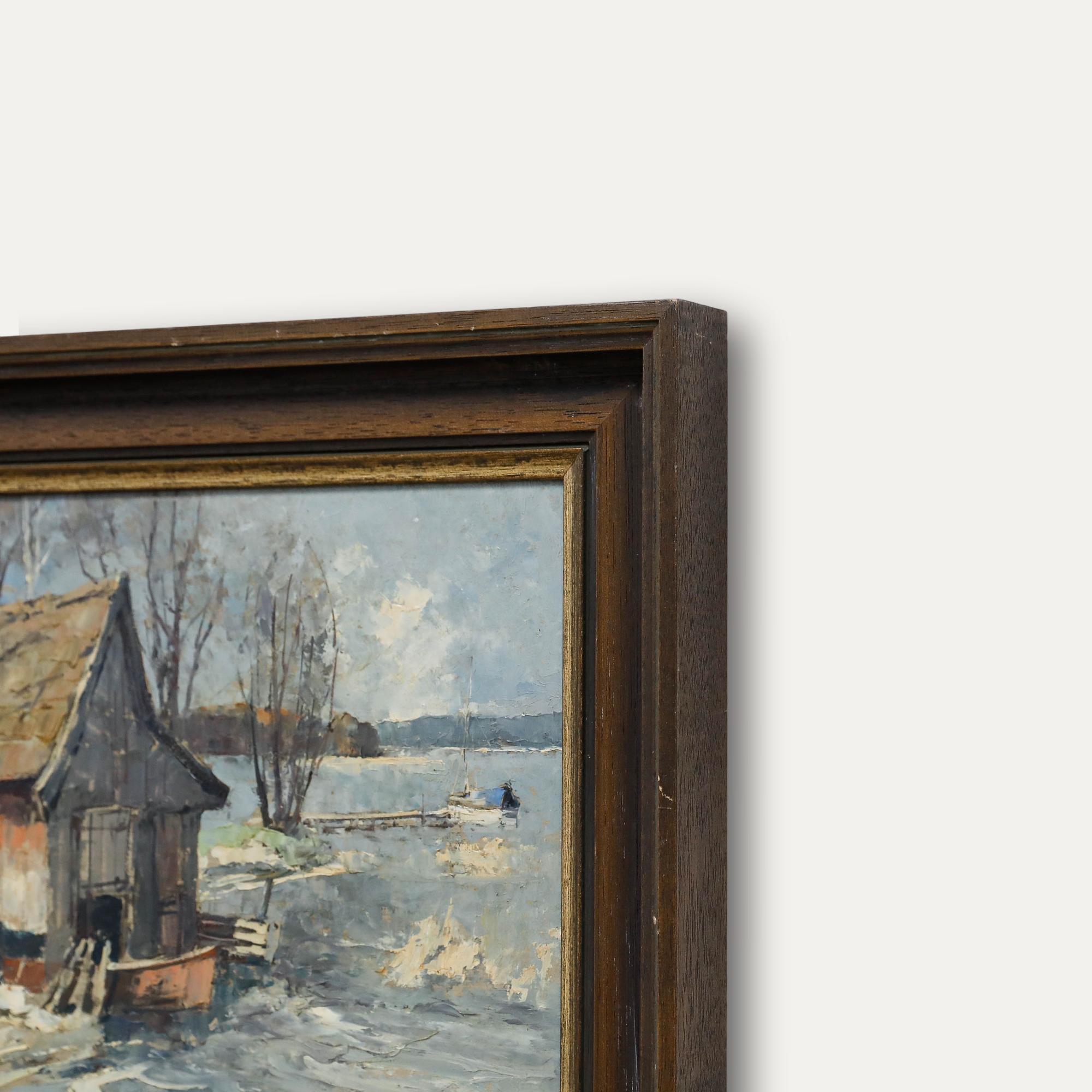 Otto Hellmeier (1908-1996) - 1972 Öl, Winter am See im Angebot 1