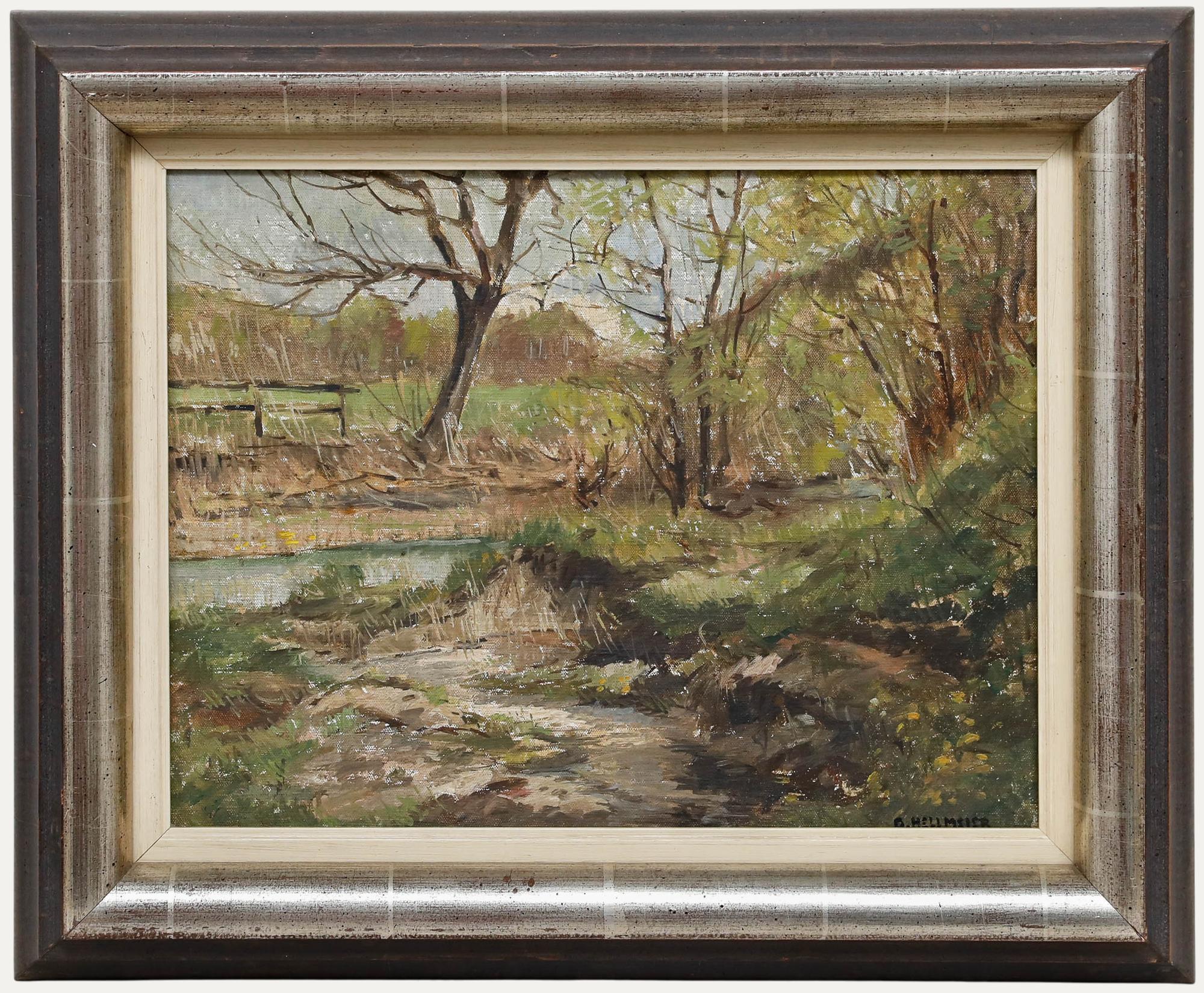 Otto Hellmeier (1908-1996) - 20. Jahrhundert Öl, Bach am Waldrand