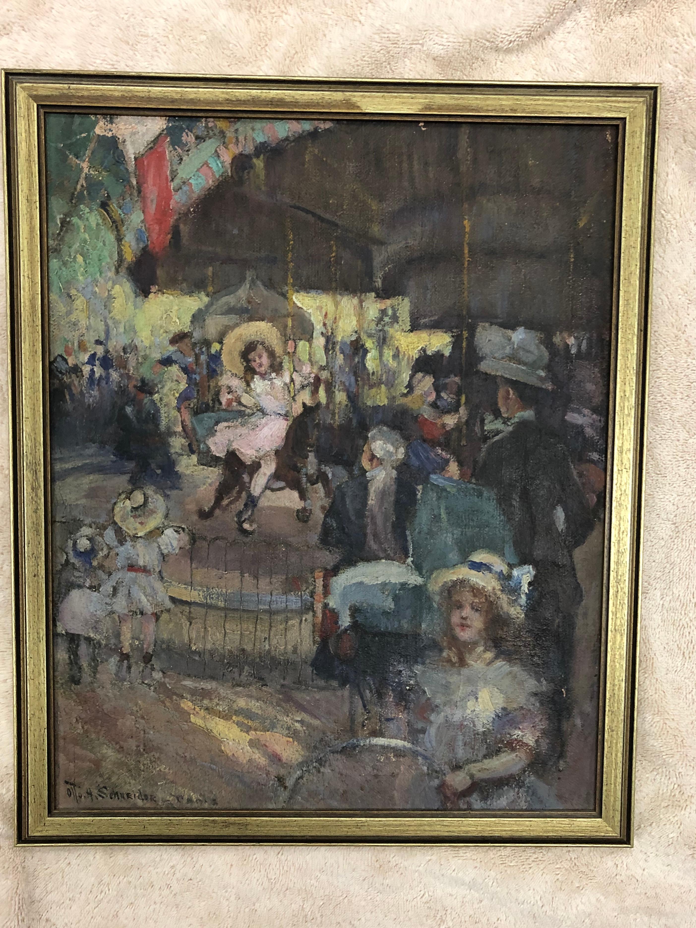 Otto Henry Schneider: 1865-1950. Well listed American artist with auction records over $22000 who is mostly associated with southern California San Diego. He studied at Art Institute of Chicago. He also studied at Academie Julian in Paris, where