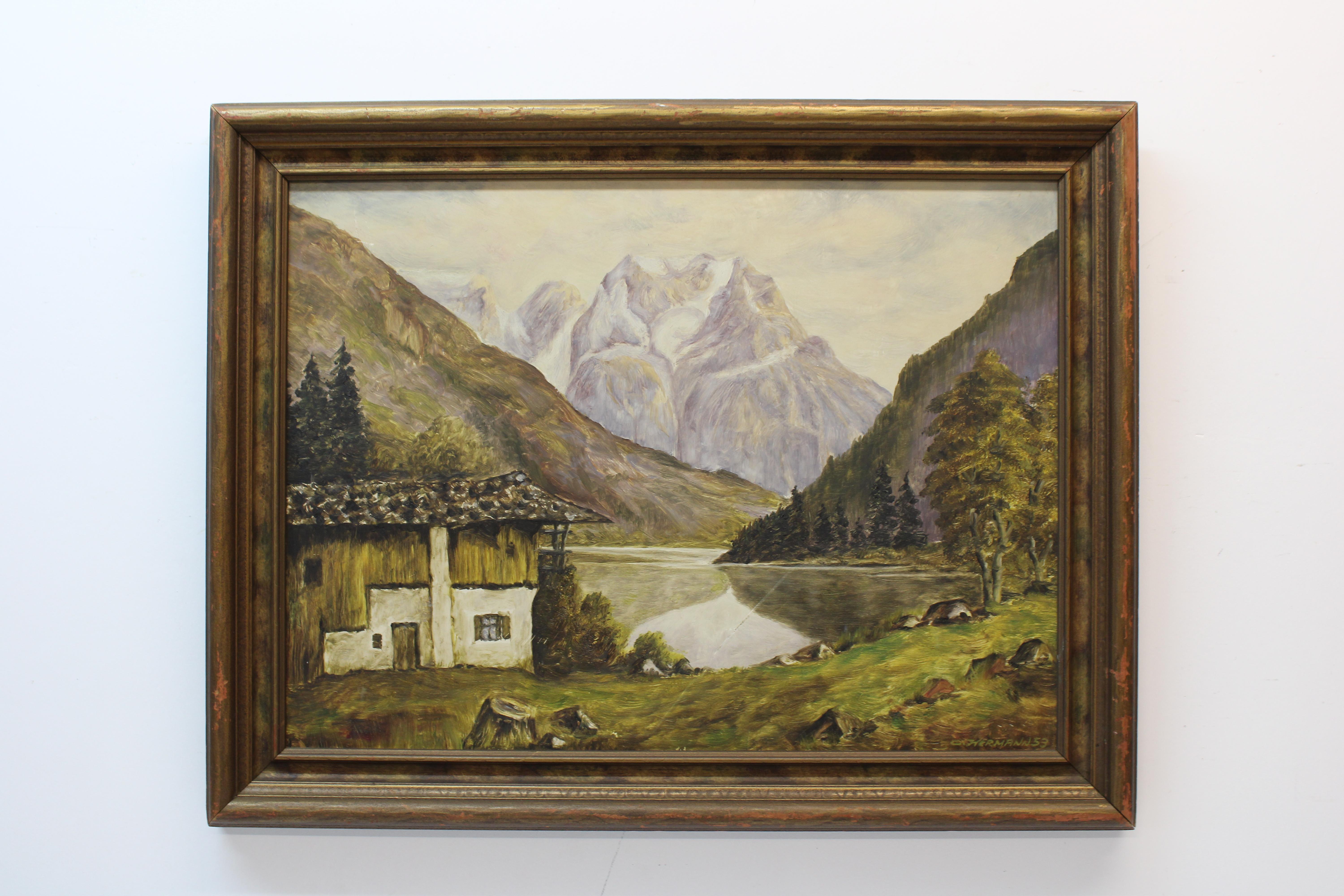 Unknown Landscape Painting - Otto Hermann " Swiss Alps "