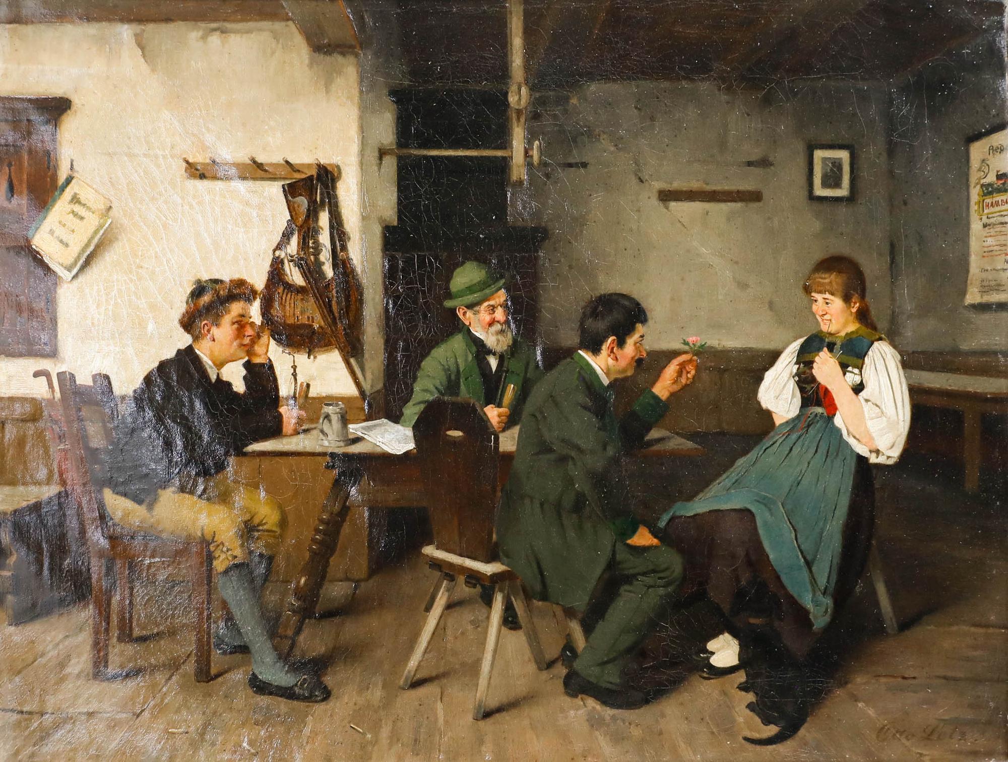 Otto Leitz - German School Late 19th Century Oil, To Be Admired - Painting by Unknown