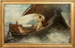 Antique Ottoman Barbary Pirates Raid, 19th Century  circle of Eugène Delacroix (1798-186