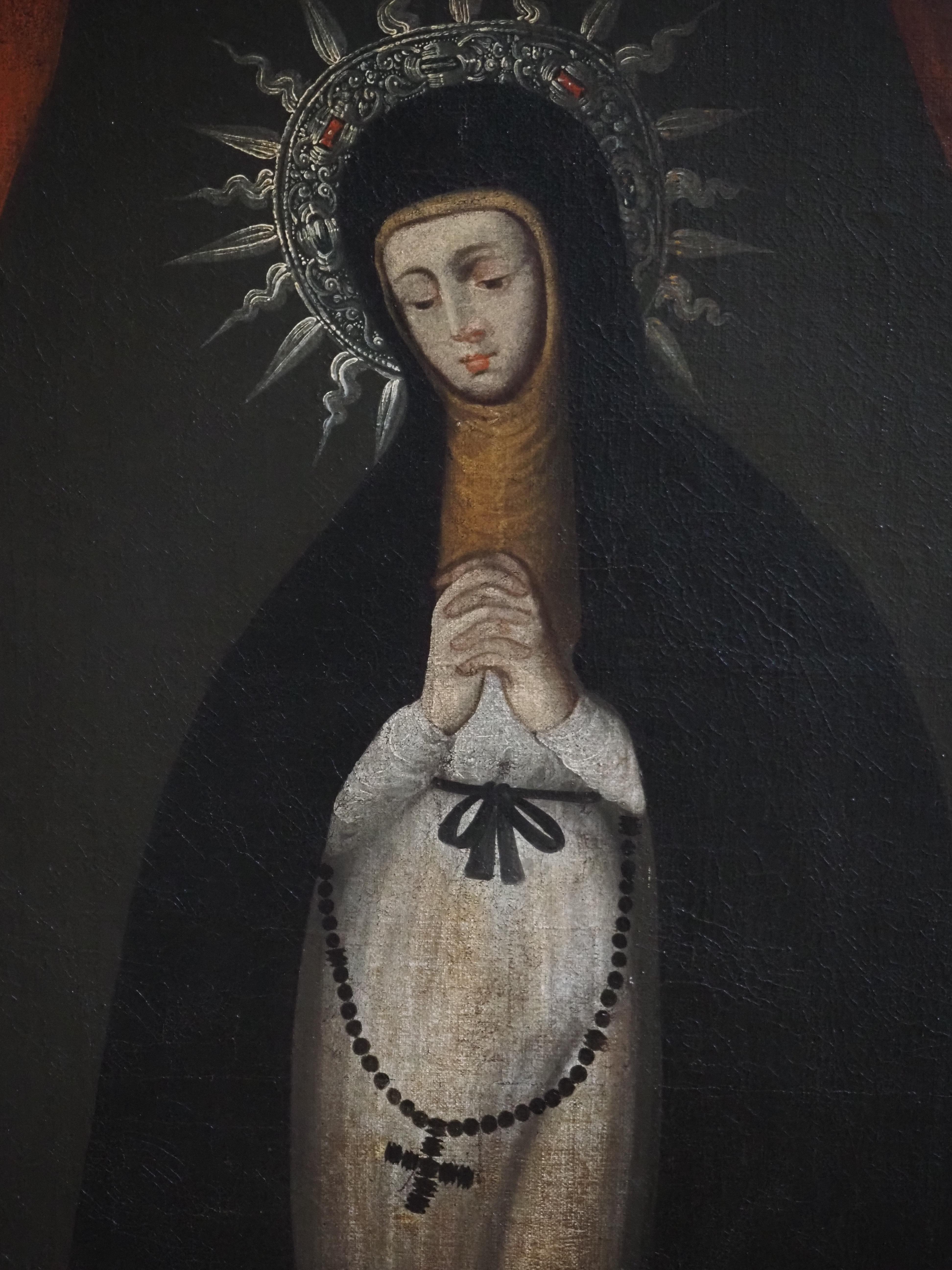 Nostra Signora della Solitudine, Spanish School Coloniale, 18° secolo - Figurative Painting Marrone di Unknown
