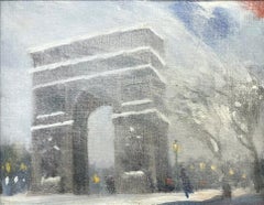 "Snow at Washington Square Park" Impressionist Painting Style Johann Berthelsen