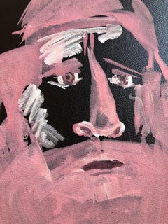 Outsider Folk Art Expressionist Rabbi Israeli Painting Signed Hebrew Jewish Star