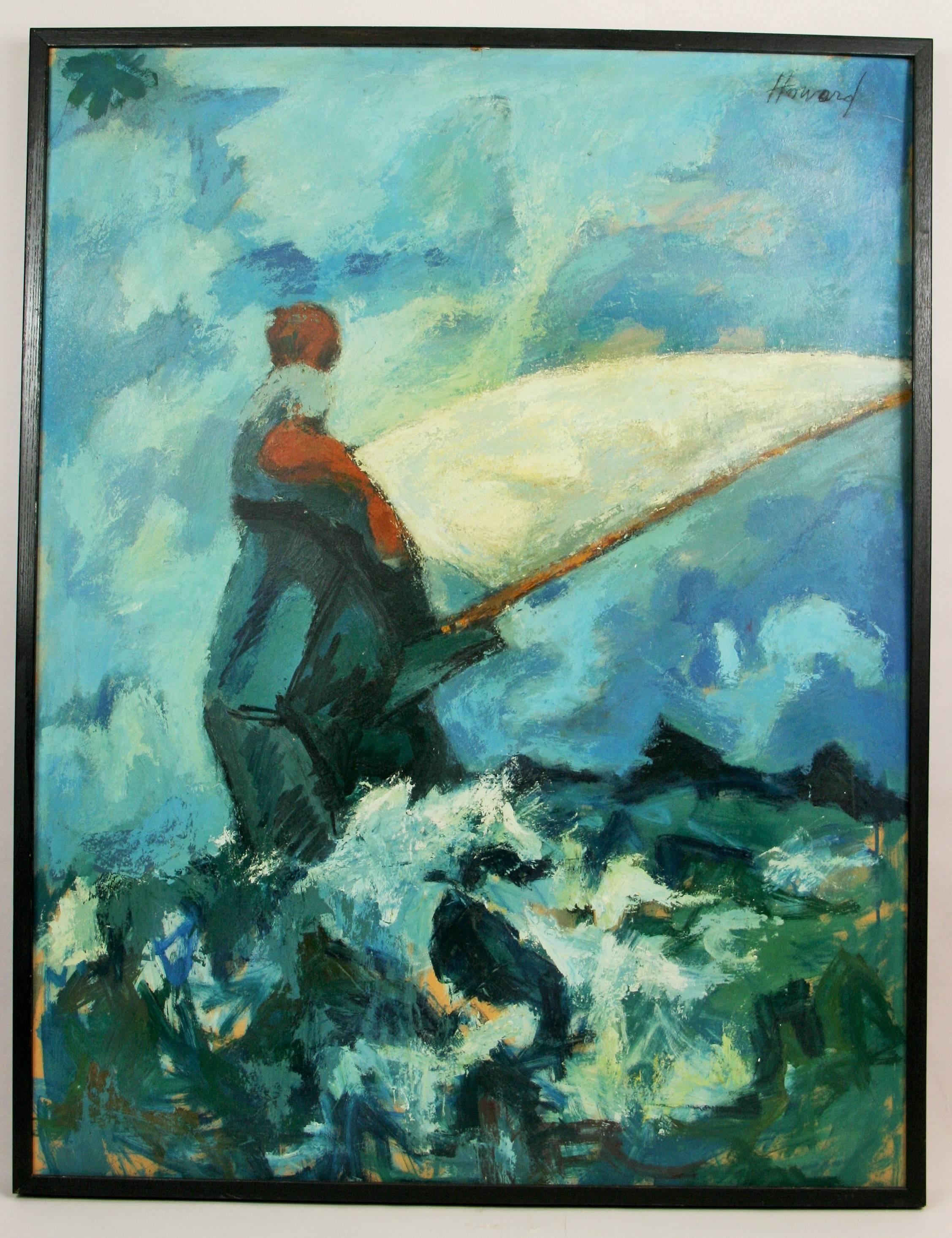 Unknown Landscape Painting -    Over Sized  Abstract Sailing Painting