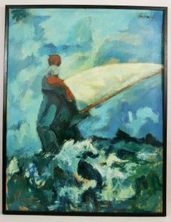Retro    Over Sized  Abstract Sailing Painting