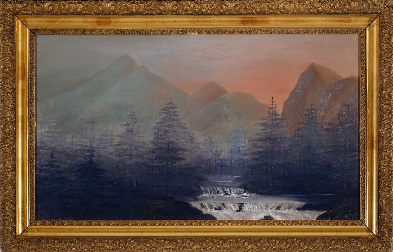 Unknown Landscape Painting - Overcast Mountain Landscape
