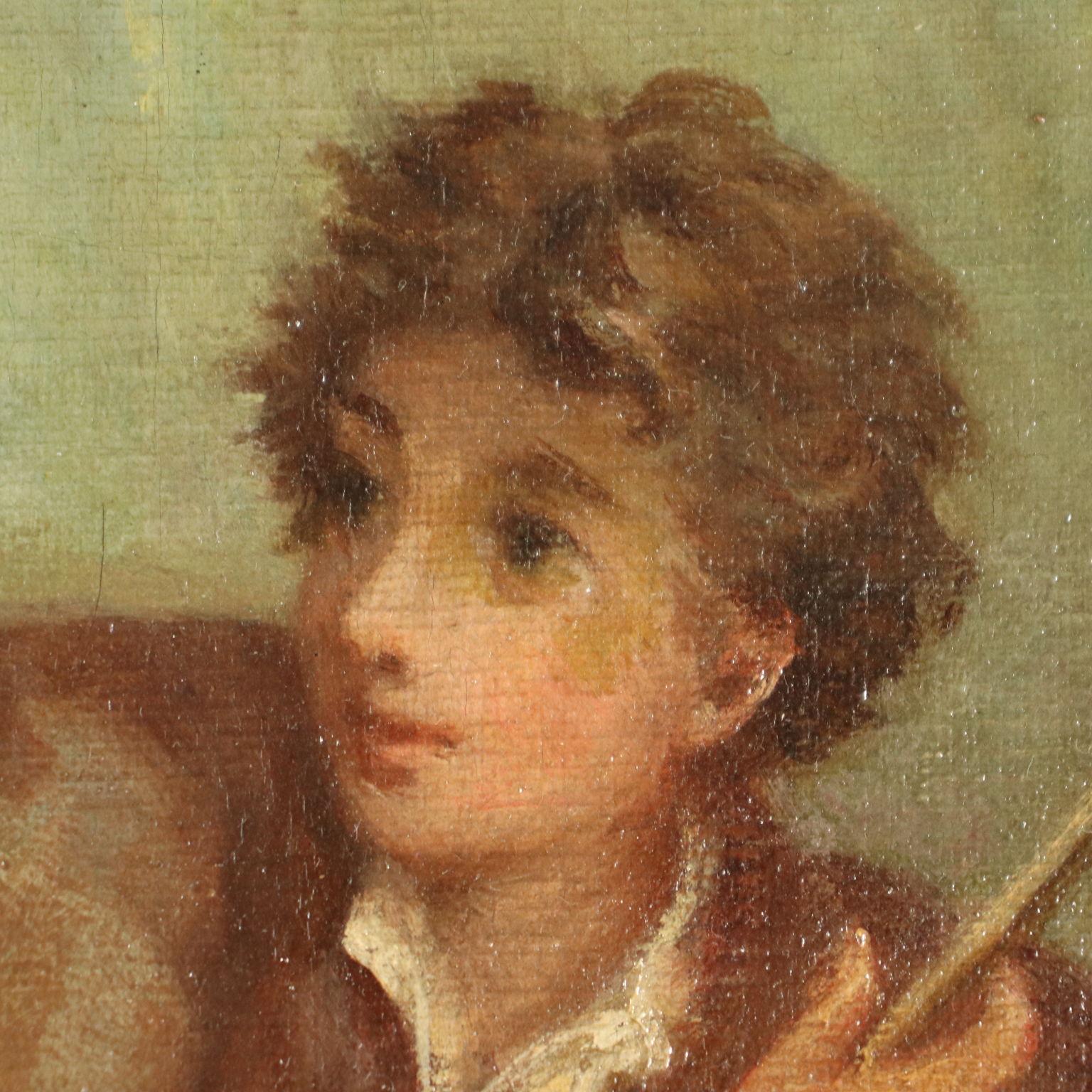Overdoor With Bucolic Painting 19th Century 2