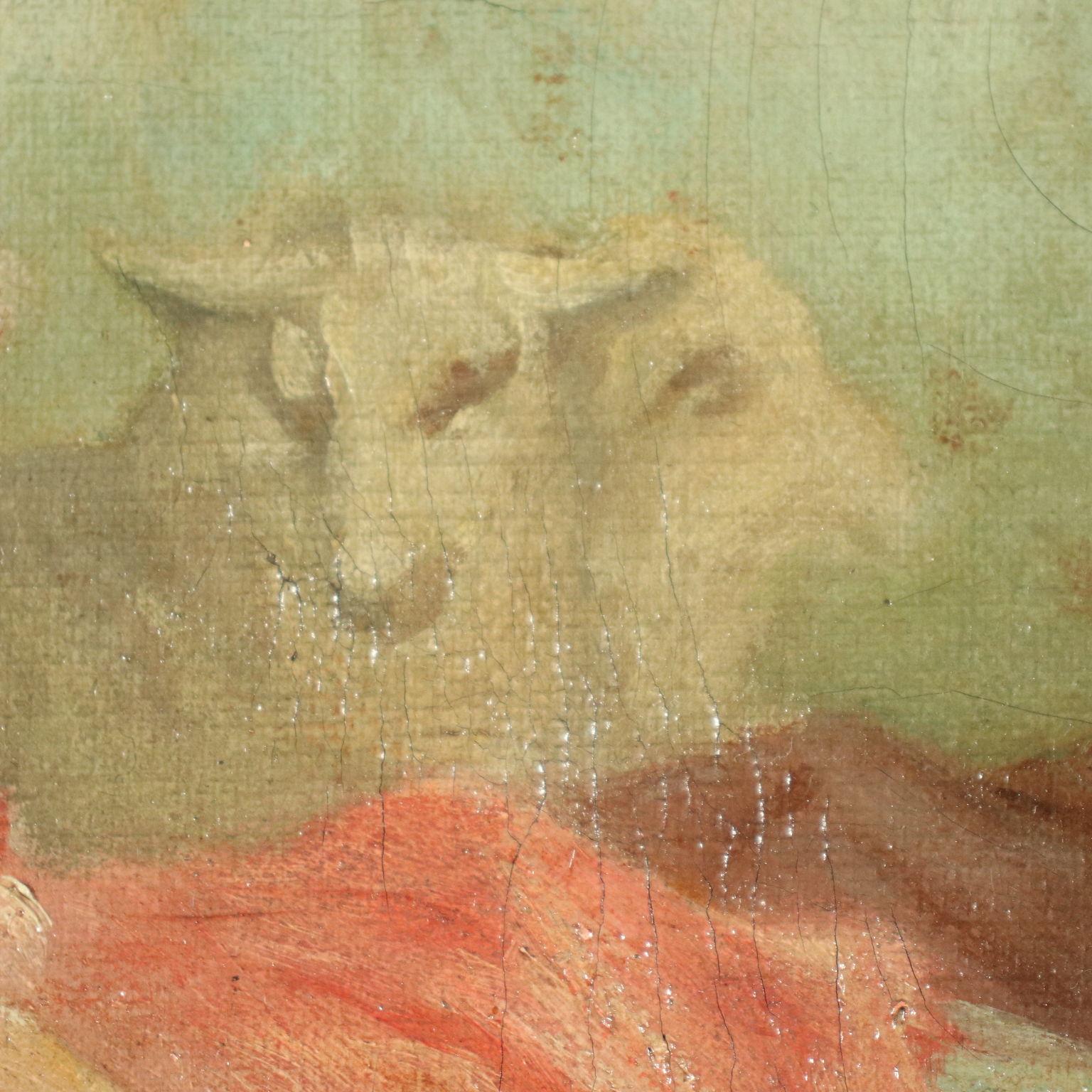 Overdoor With Bucolic Painting 19th Century 3