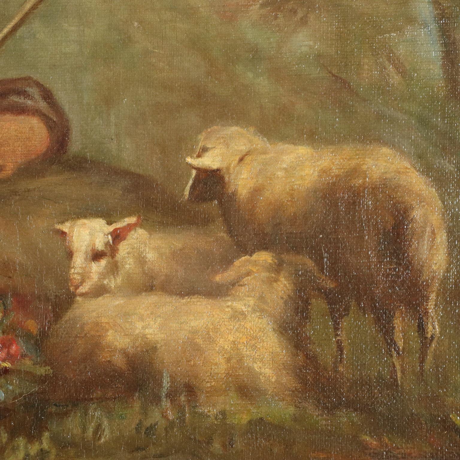 Overdoor With Bucolic Painting 19th Century 4