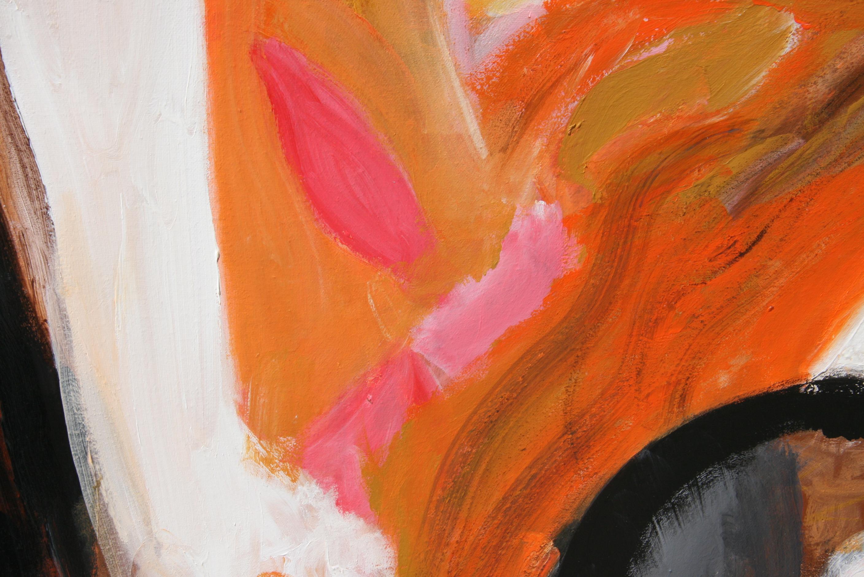 Oversized  Abstract Expressionist Black and Orange Oil Painting en vente 8