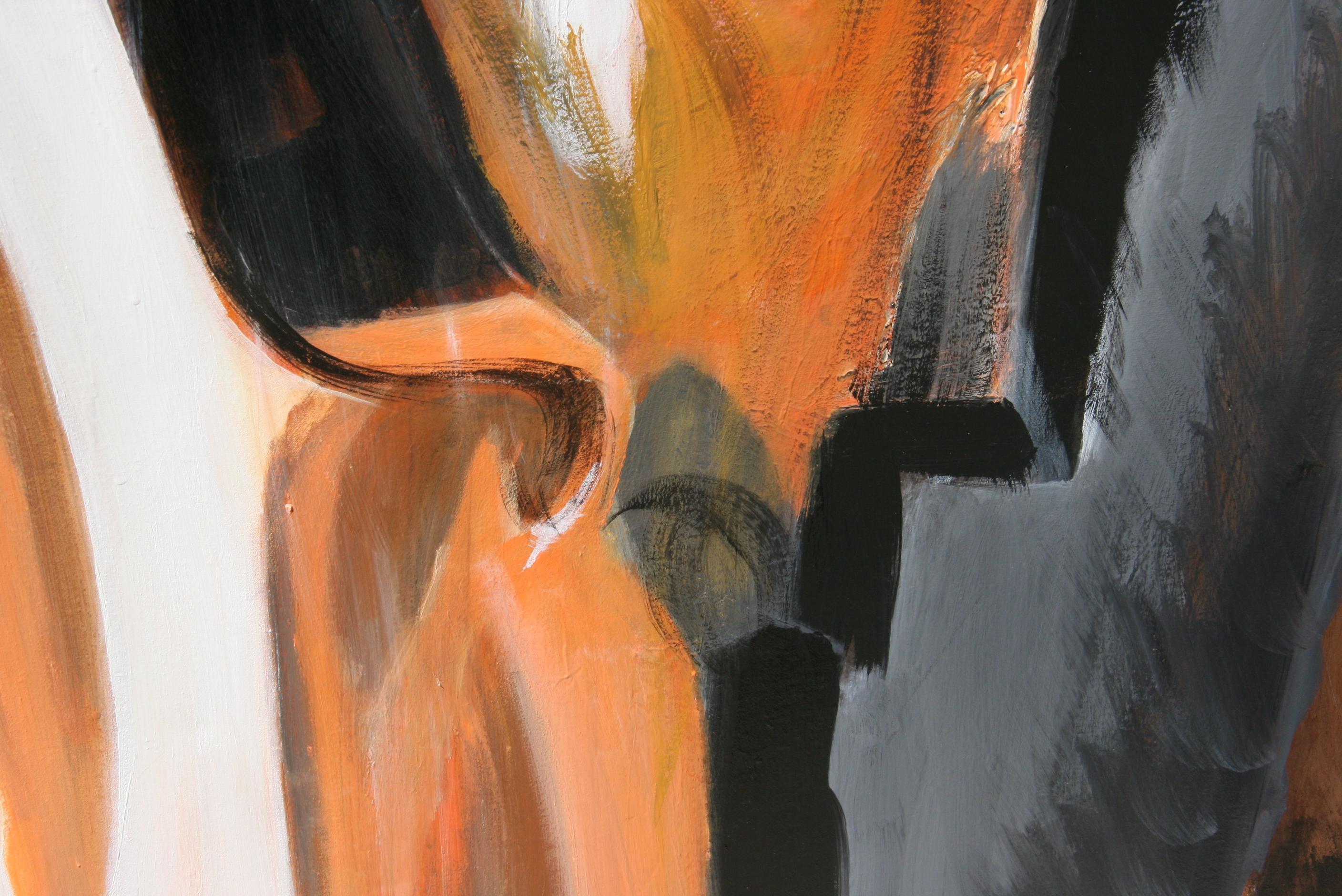 Oversized  Abstract Expressionist Black and Orange Oil Painting en vente 10