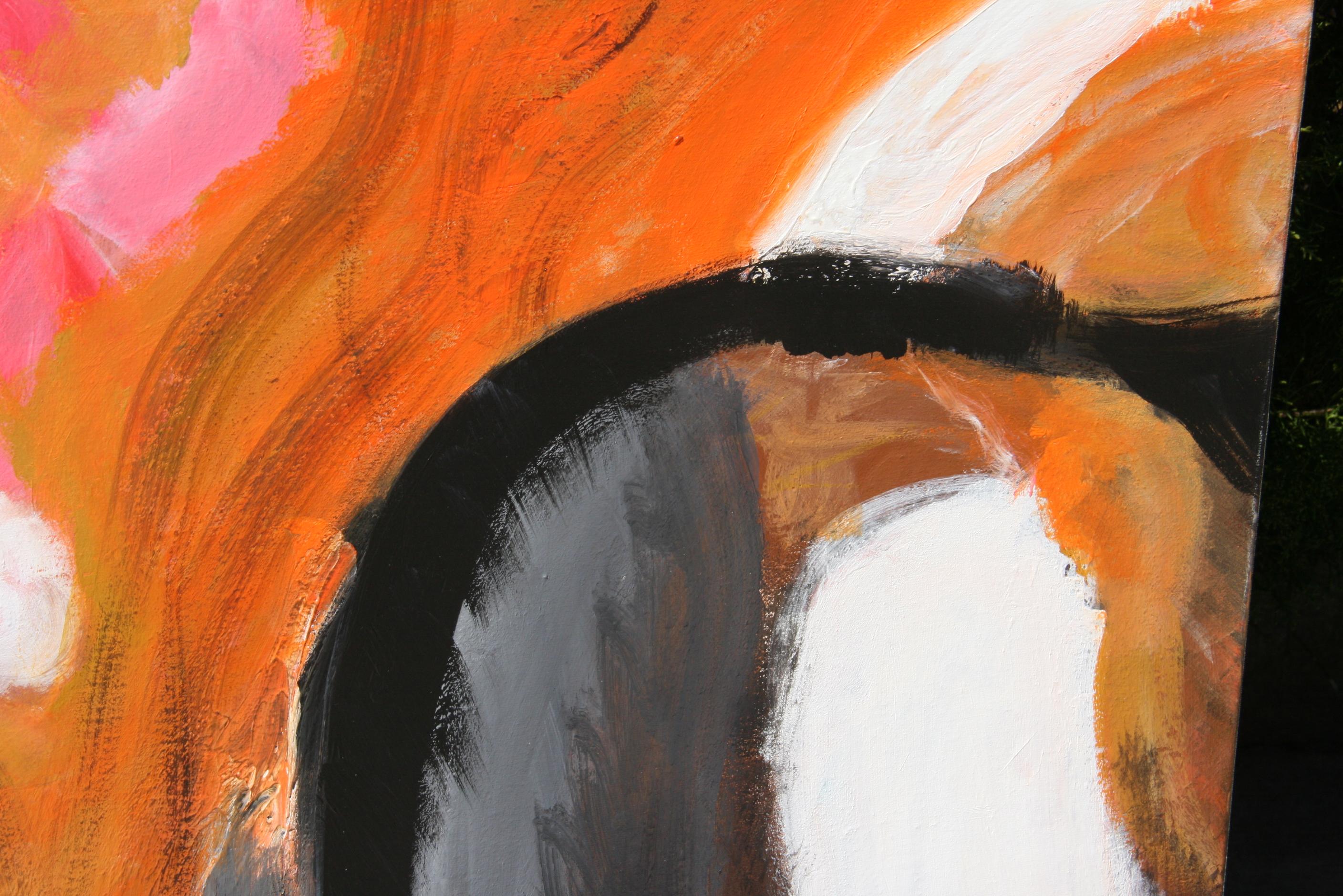 Oversized  Abstract Expressionist Black and Orange Oil Painting en vente 11