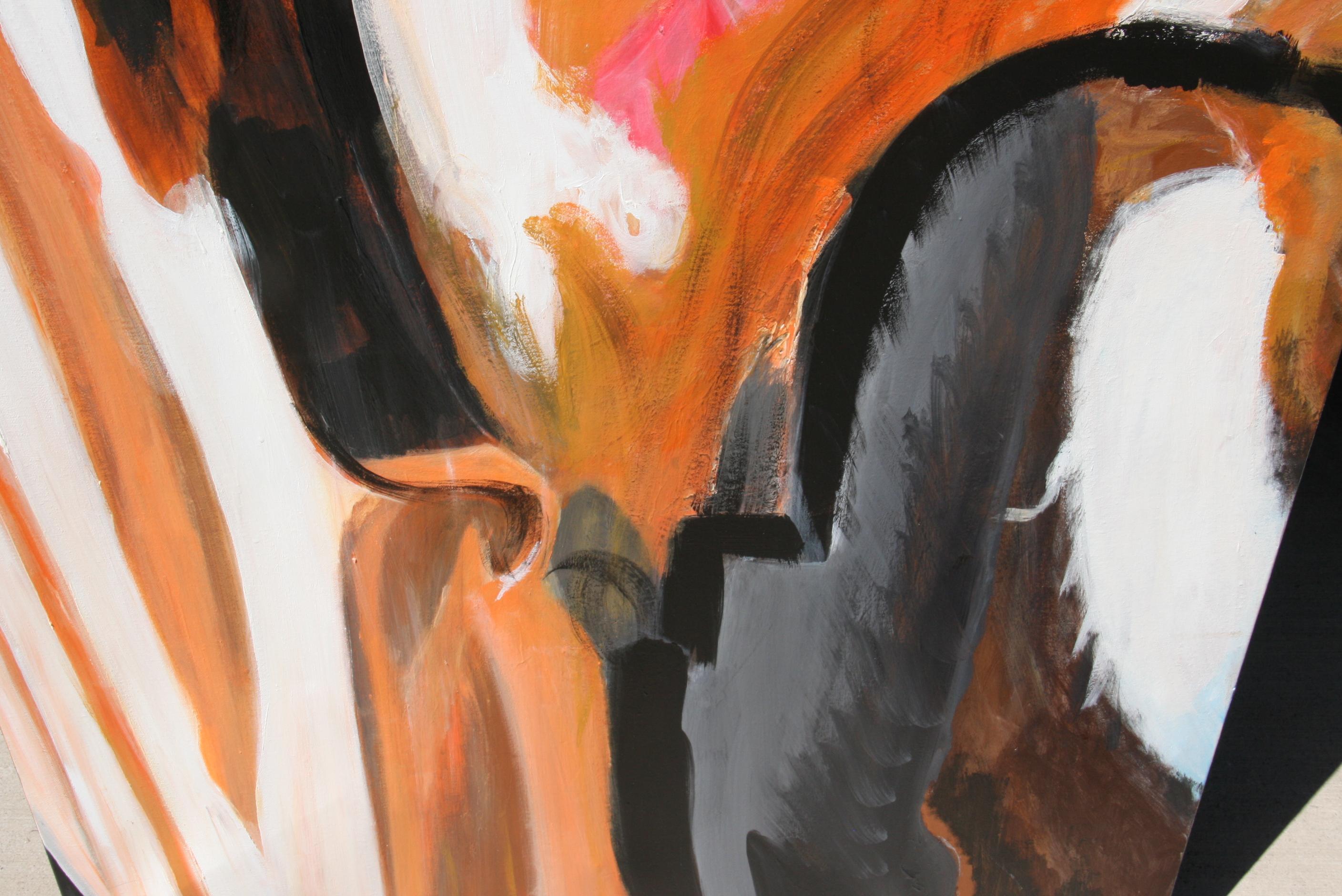 Oversized  Abstract Expressionist Black and Orange Oil Painting en vente 12