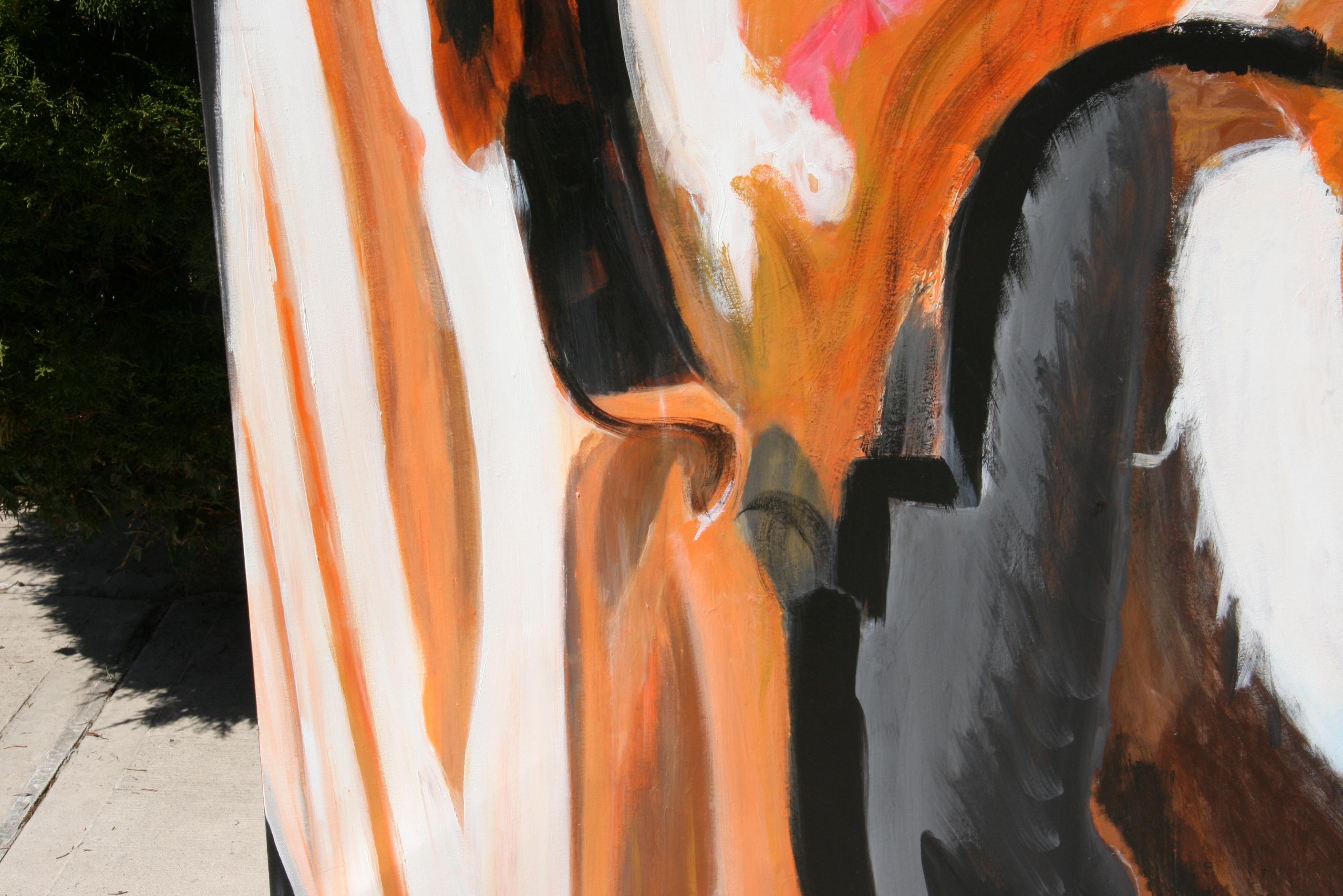 Oversized  Abstract Expressionist Black and Orange Oil Painting en vente 2