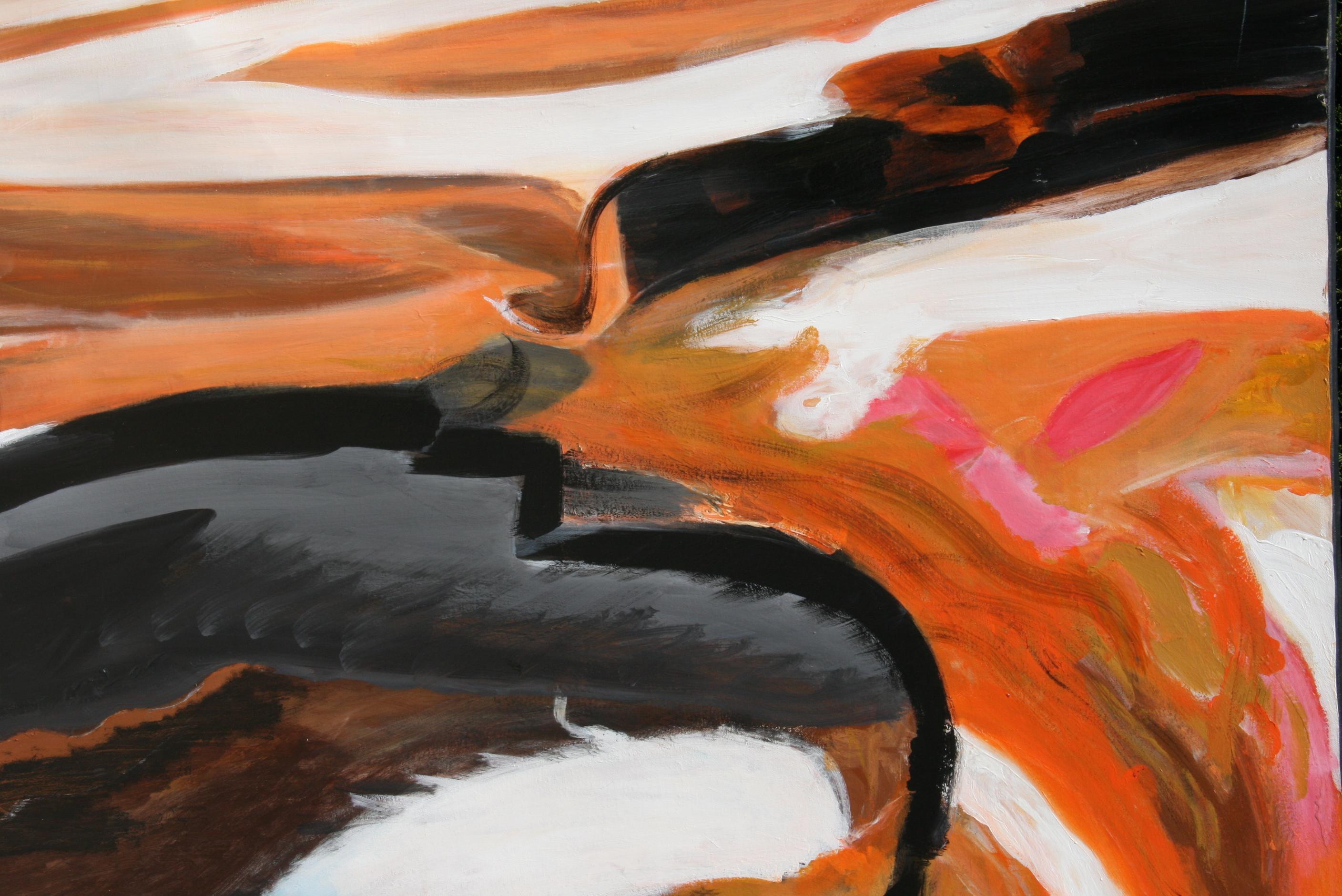 Oversized  Abstract Expressionist Black and Orange Oil Painting en vente 5