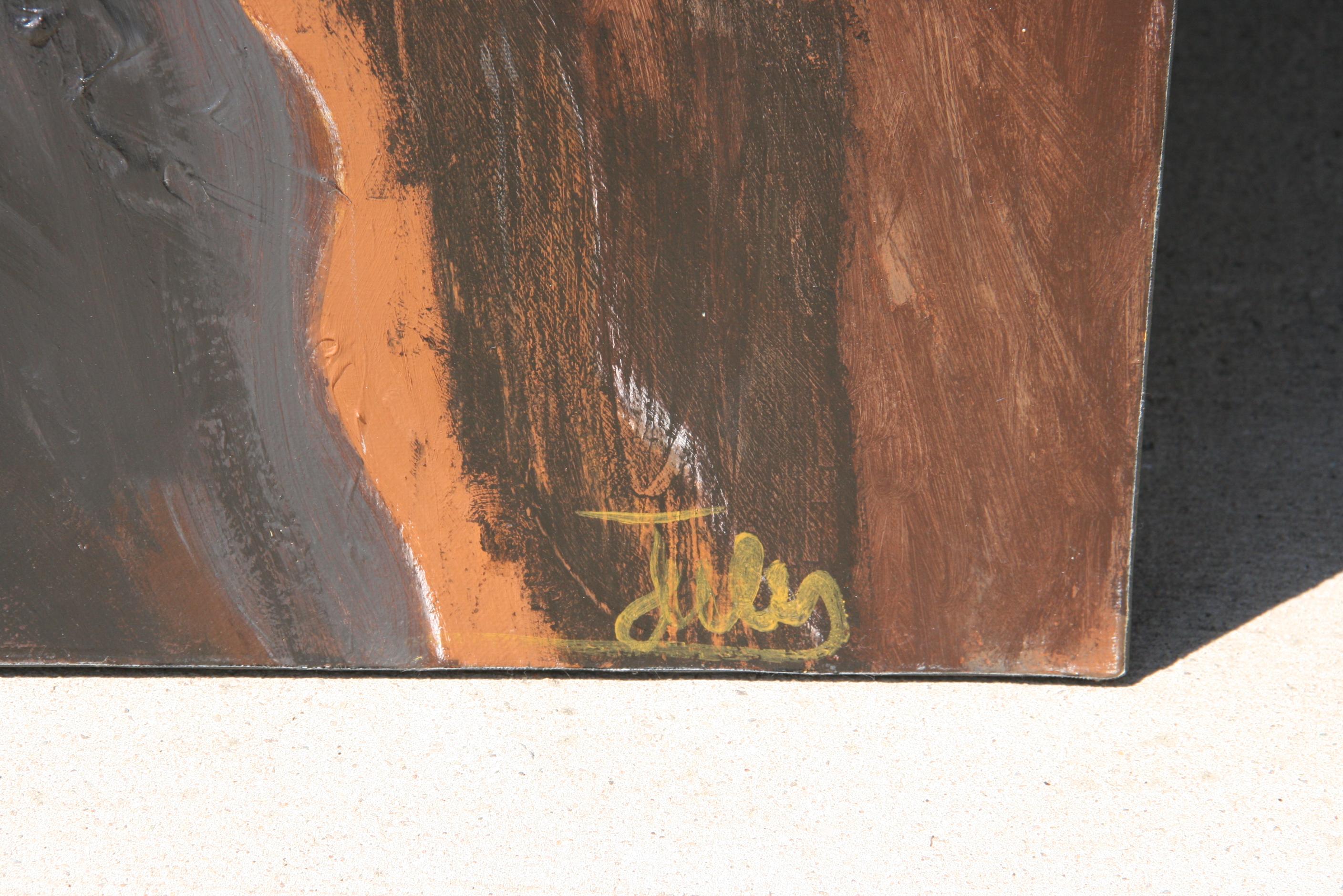 Oversized  Abstract Expressionist Black and Orange Oil Painting en vente 6