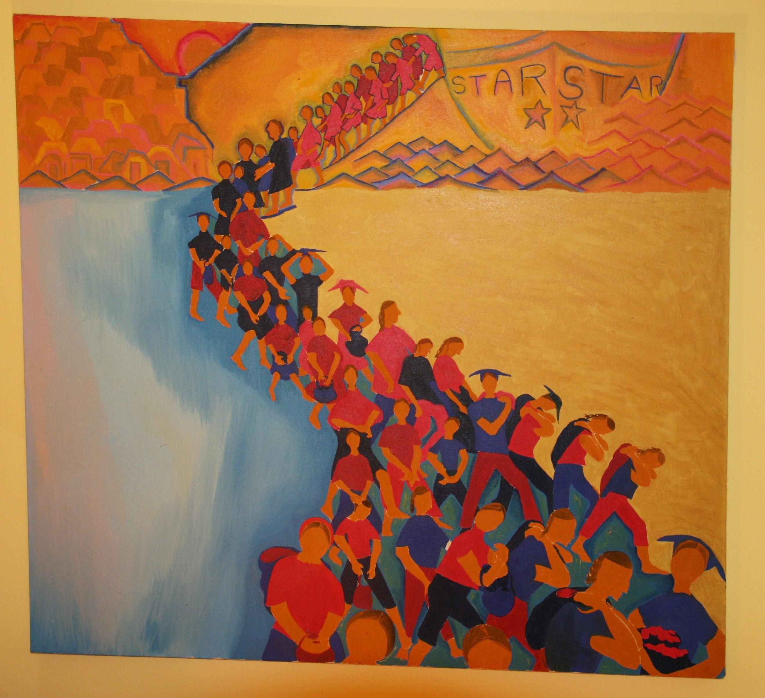 Figurative Painting di Unknown - Oversize  Astratto grande  Quadro multi figurativo "Noi siamo le stelle".