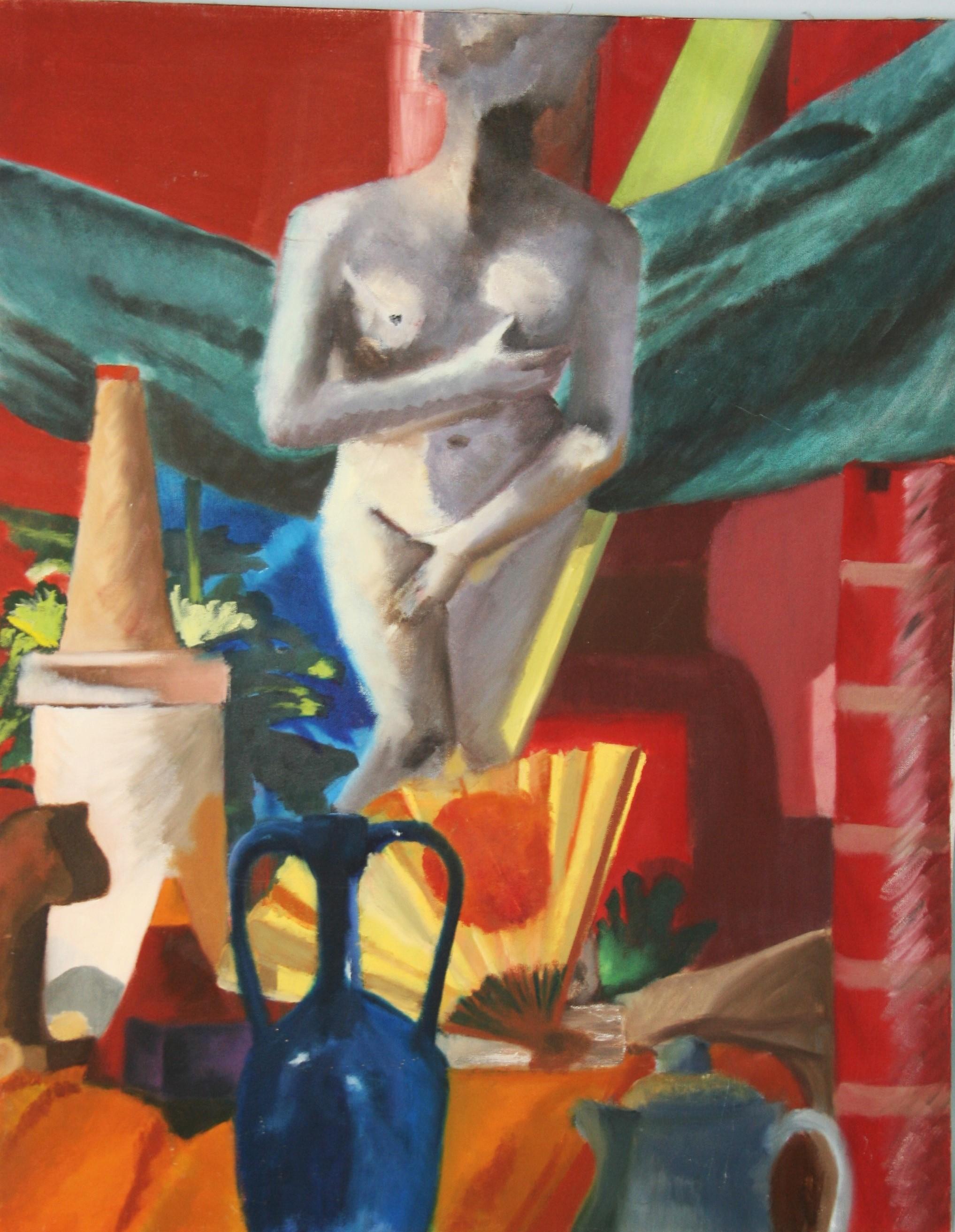5008 Large Vintage French Surreal female nude on canvas
unframed