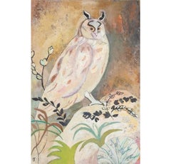 Owl, Gouache Painting by Gwyneth Johnstone, circa 1999