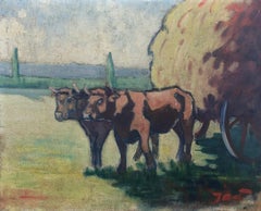 Oxen, Oil On Canvas, Signature To Be Identified