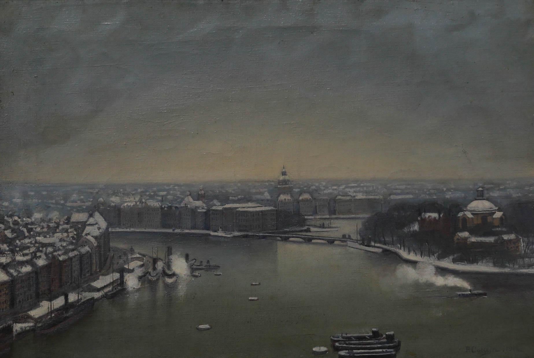 P. Collins - Gerahmtes Ölgemälde des frühen 20. Jahrhunderts, Winter in St. Petersburg, Gerahmt – Painting von Unknown