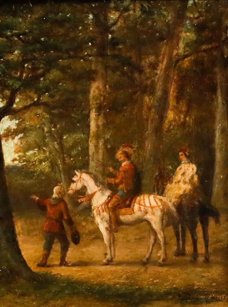 P. Du Menil - Huile encadrée du 19e siècle, Cavaliers en Promenade - Painting de Unknown
