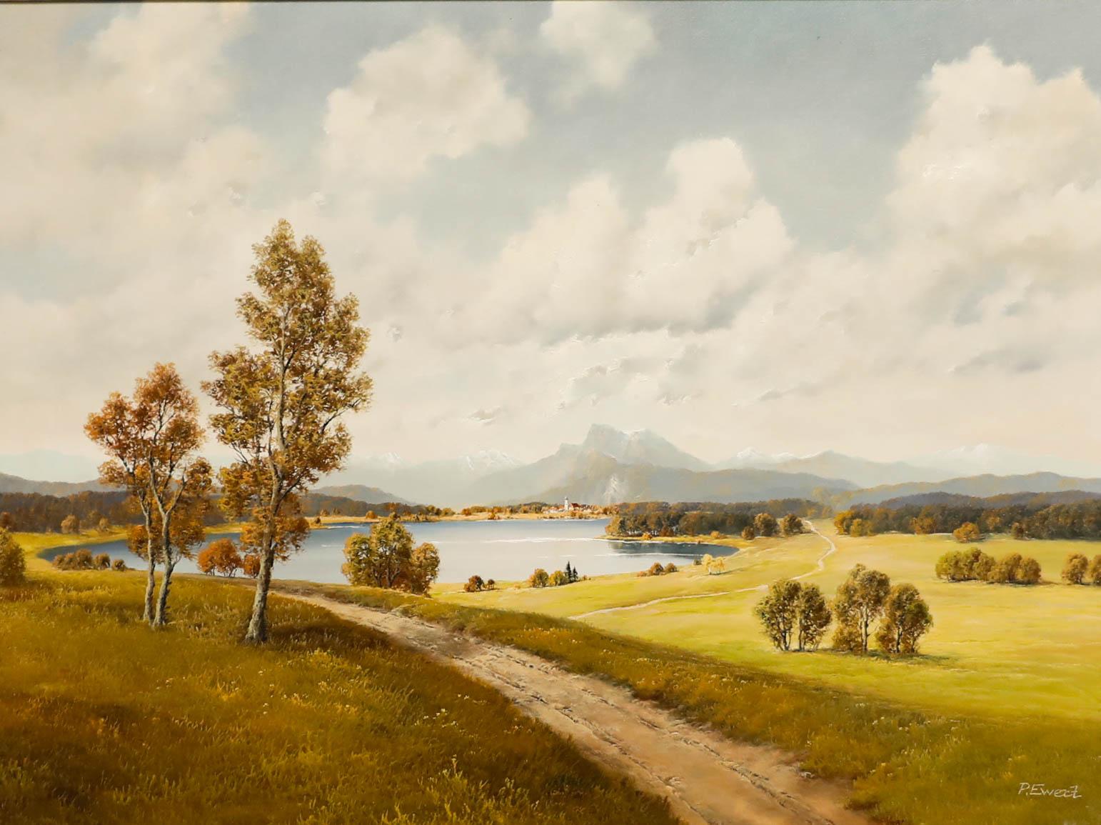 P. Ewert - Olio del XX secolo incorniciato, Paesaggio alpino - Painting di Unknown
