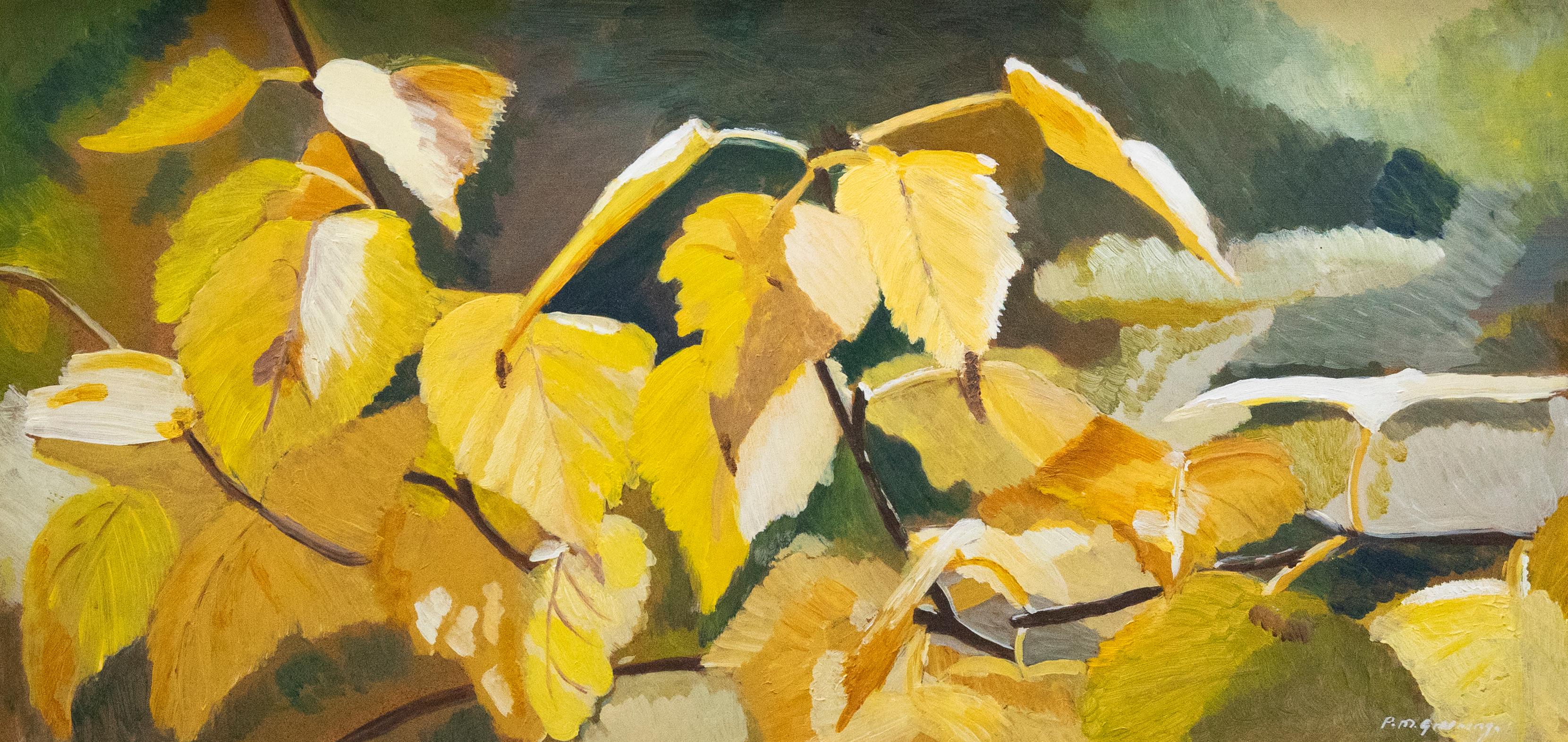 P. M. Greening - Framed 20th Century Oil, Rustling Leaves - Painting by Unknown